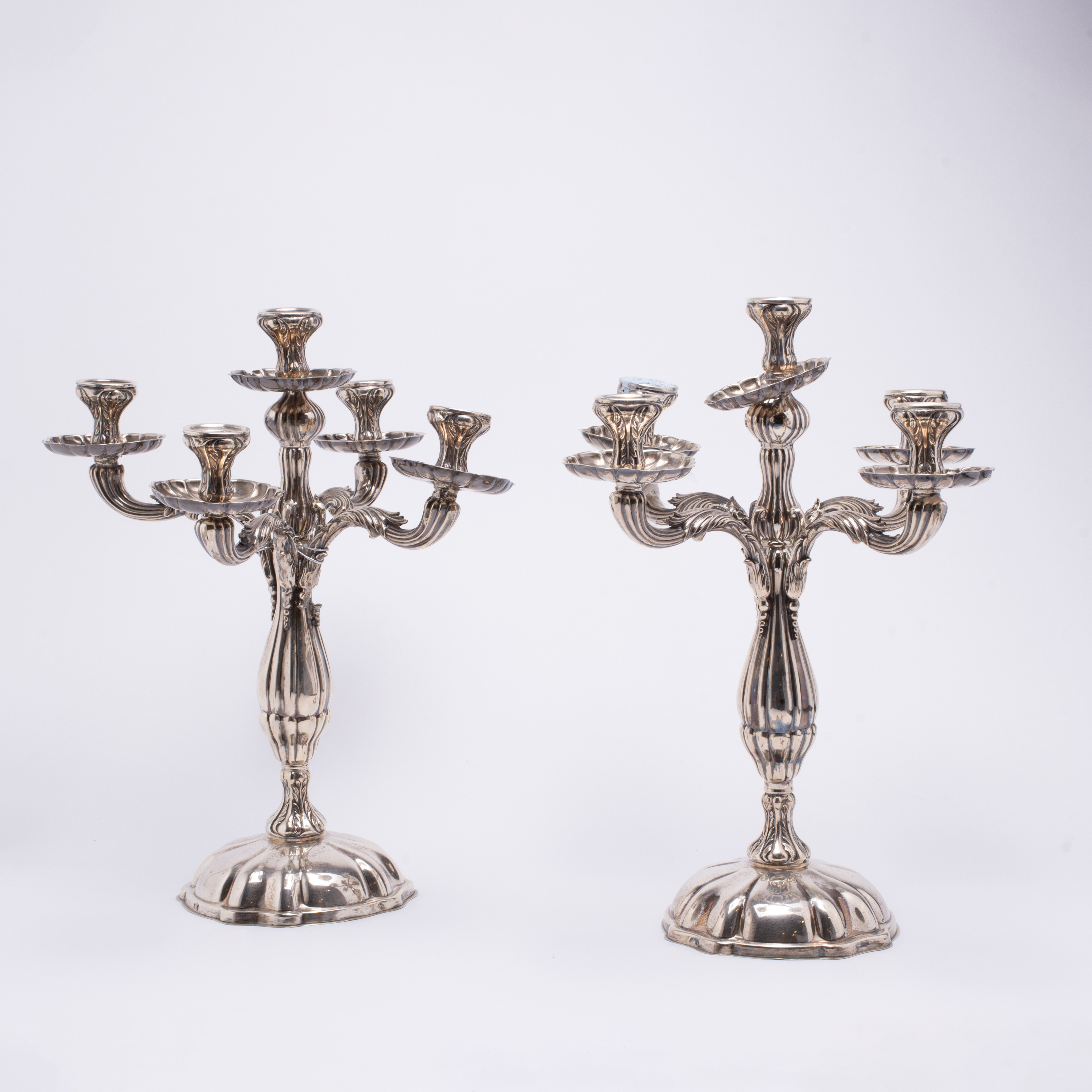 Pair of Elizabethan style candelabra, second half of the 20