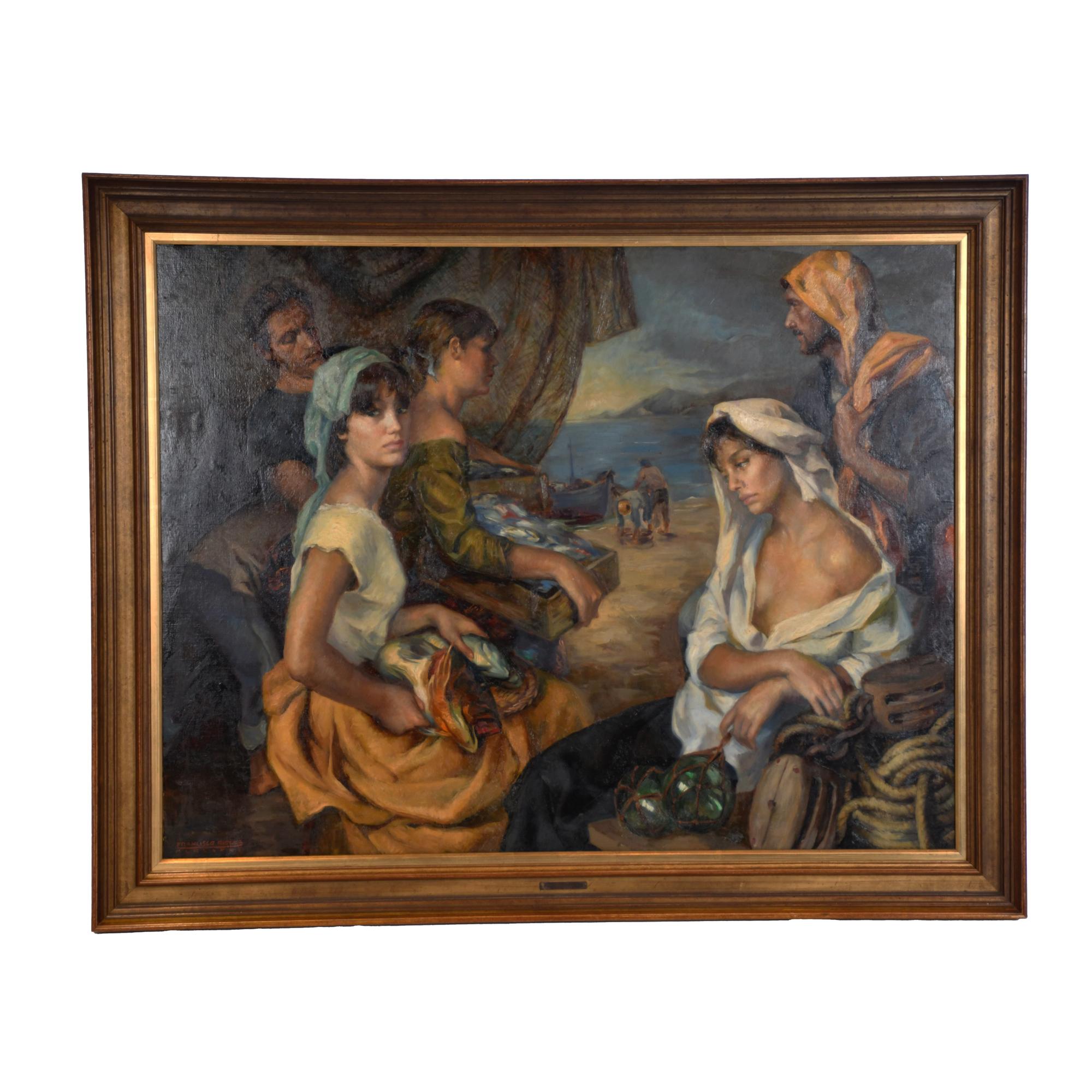 FRANCISCO RIBERA GOMEZ (1907-1990). &#39;Tertulia pesquera&#39;, 19