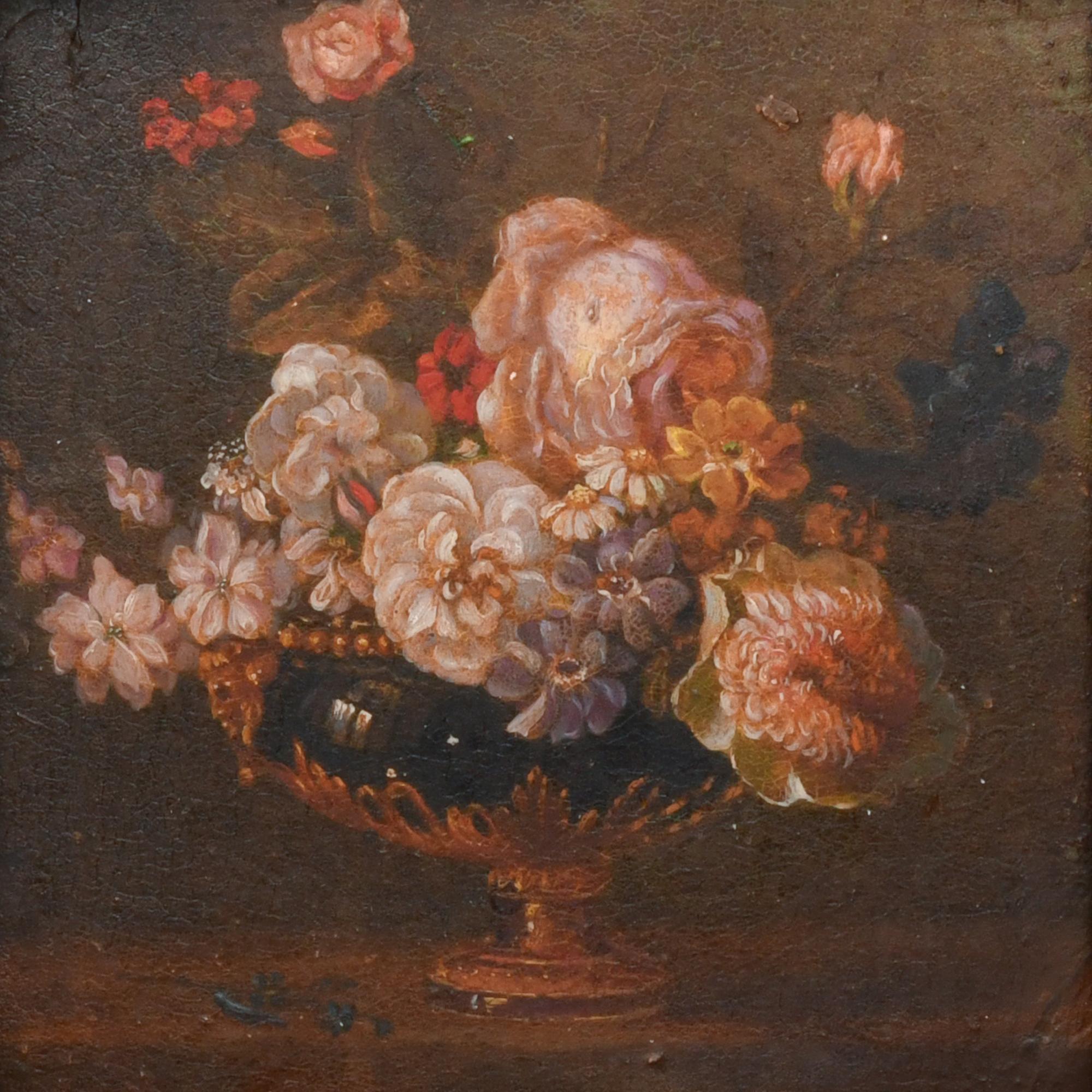 ESCUELA SIGLO XVIII-XIX. "Bodegón con flores".
