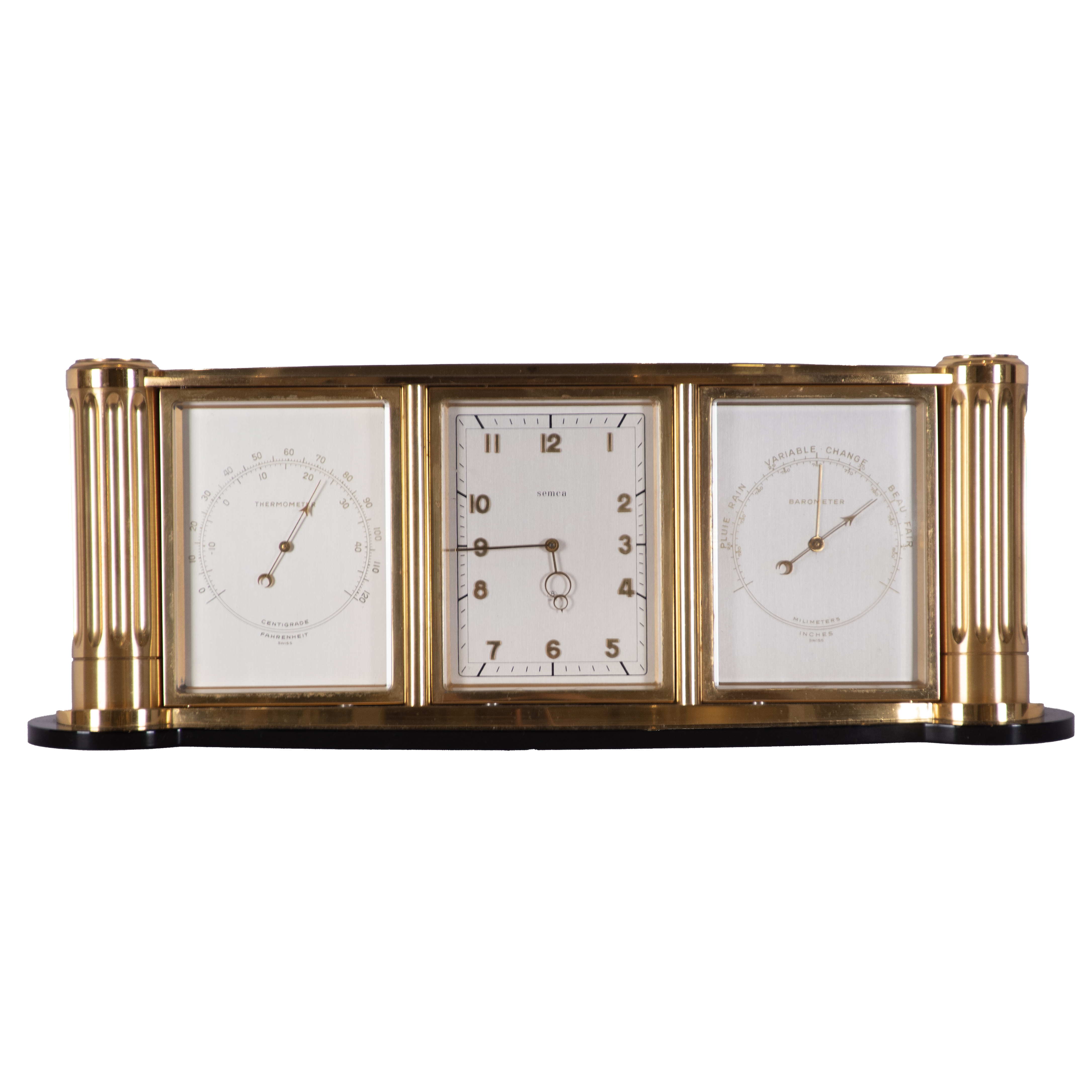 SEMCA. Barometer and thermometer table clock, mid 20th cent