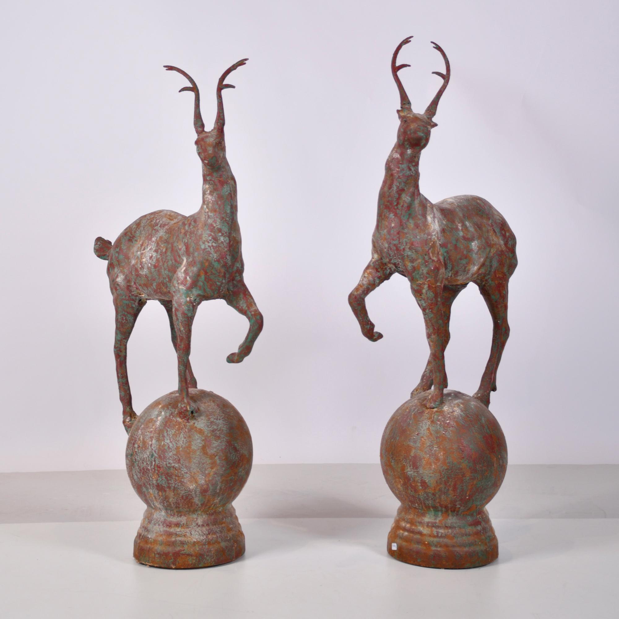 Pair of deer-shaped garden figures, 20th century.
