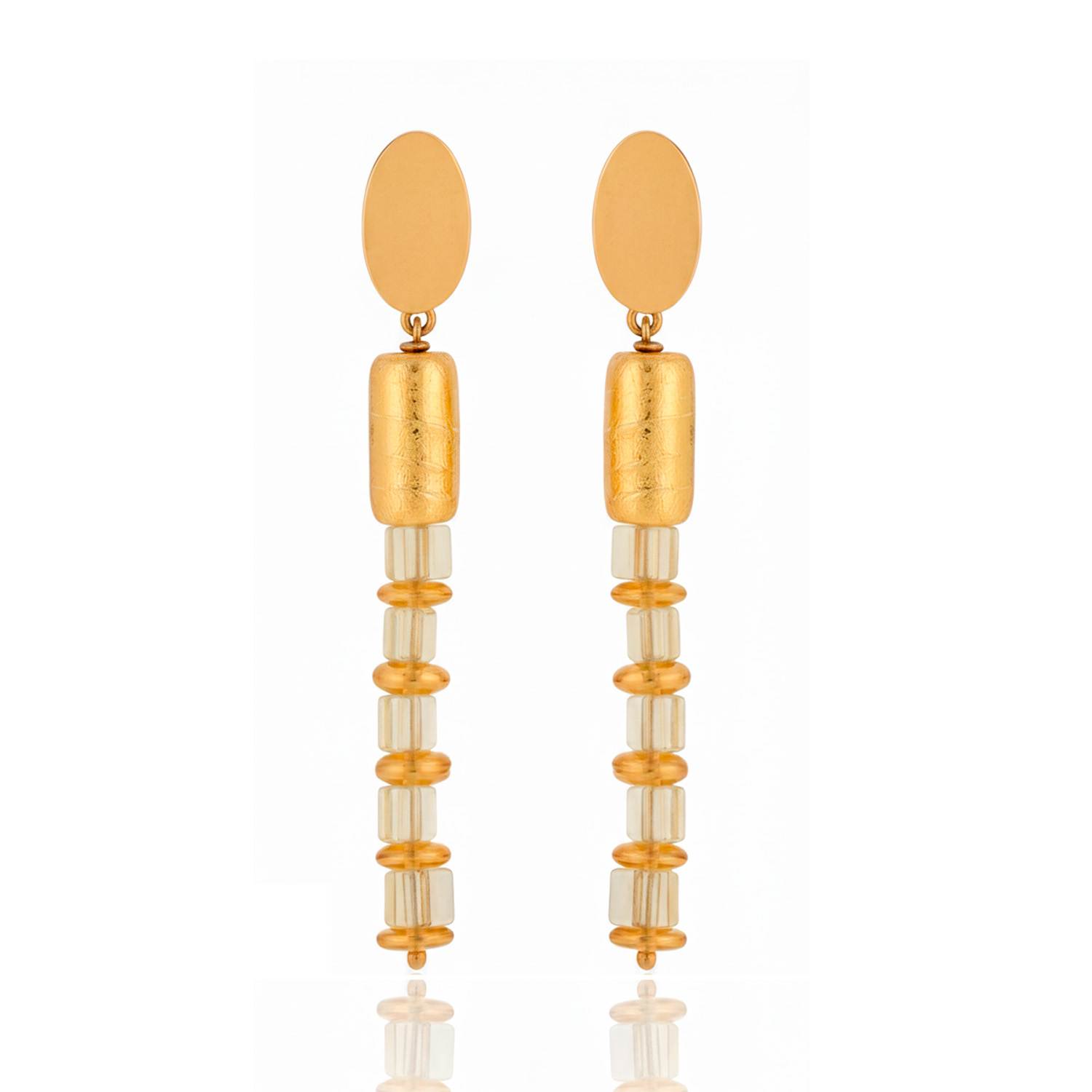Long earrings with citrines and Madeira citrines
