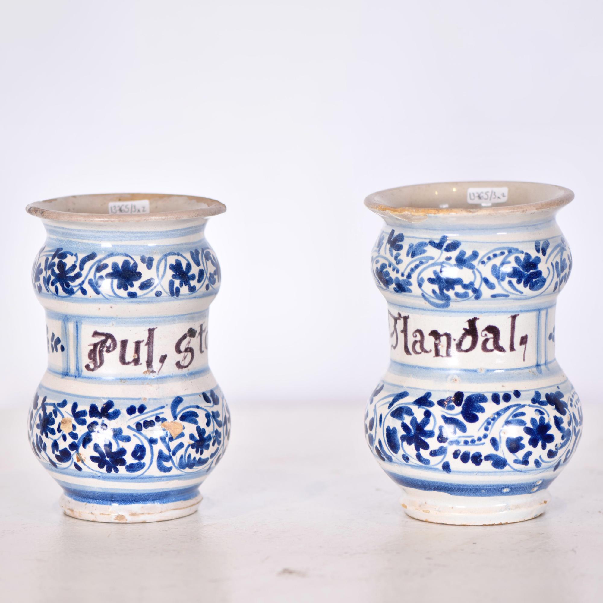 Two Catalan pharmacy jars, 18th century.