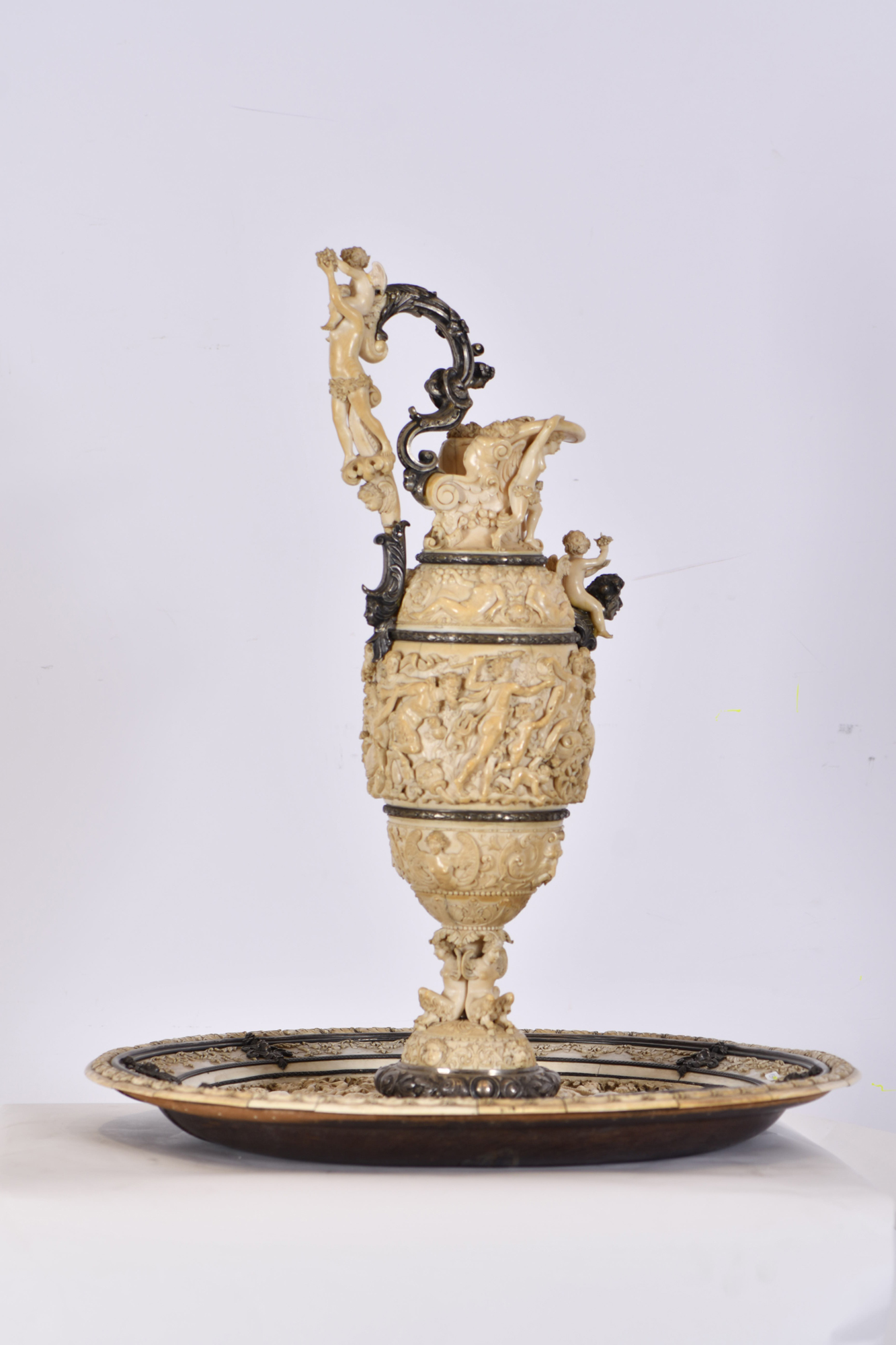 19TH CENTURY GERMAN SCHOOL. Ceremonial dish and ivory jug.