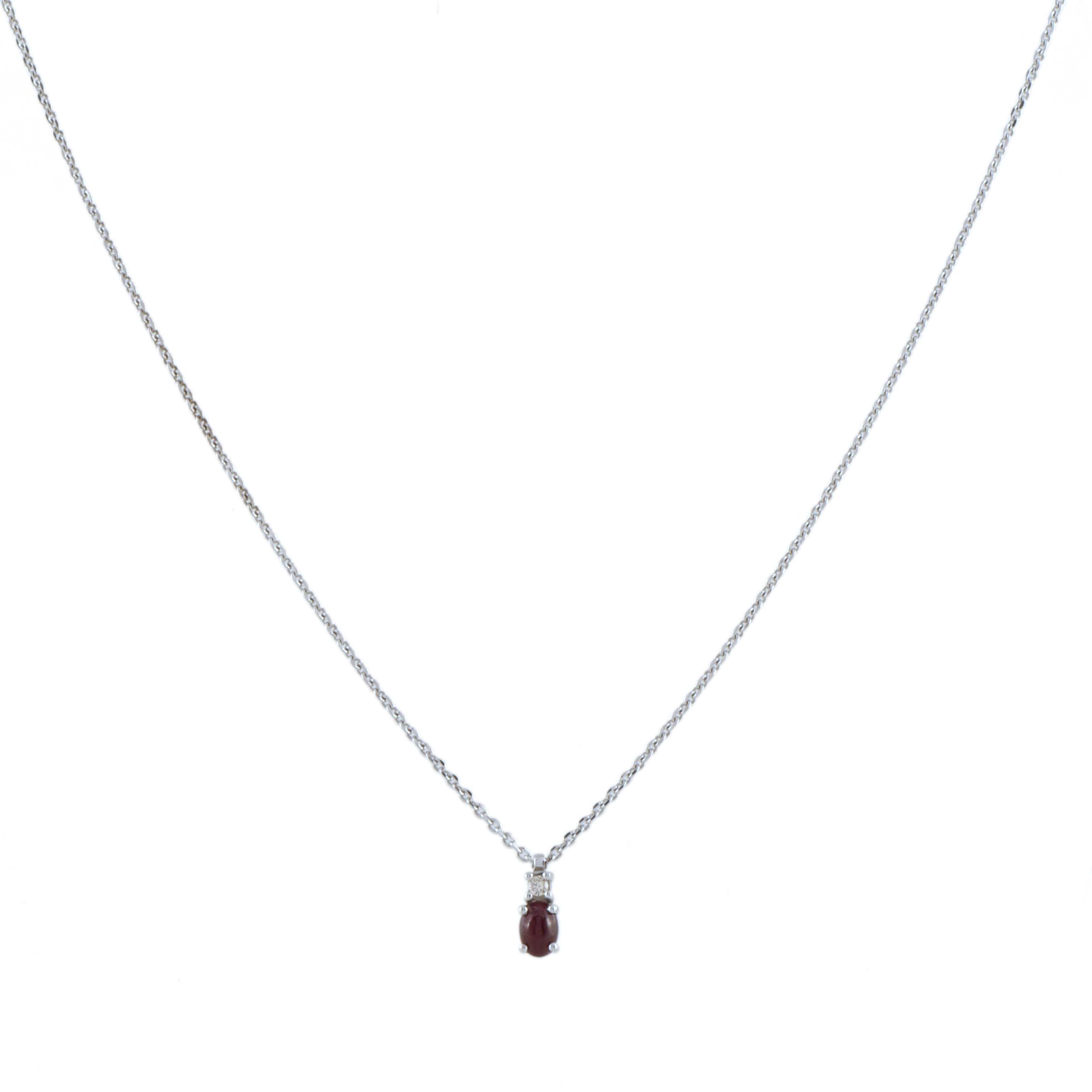 Collar con colgante de diamante y rubi