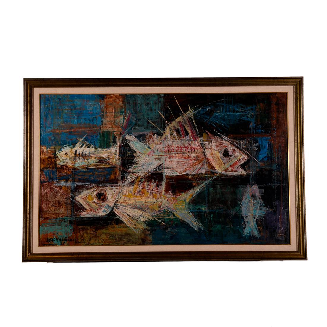 JORDI VILA RUFAS (1924-2011).  "Bodegón peces", 1965.