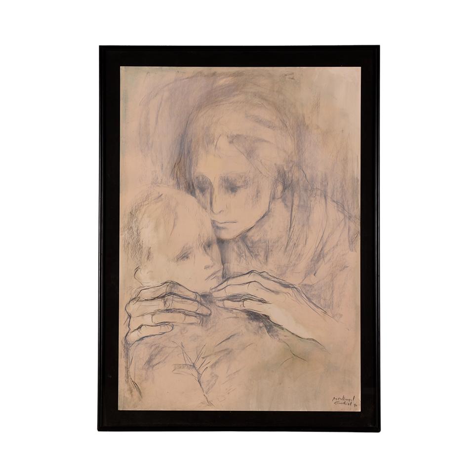MONTSERRAT GUDIOL (1933-2015). "Madre y niño", 1990.