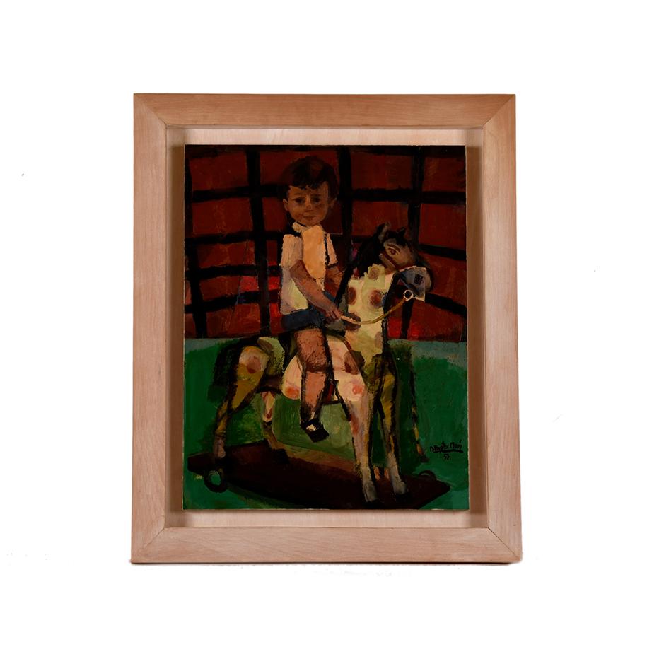 RAMÓN AGUILAR MORÉ (1924-2015). "Niño y caballo de juguete"