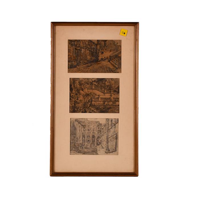 FRANCESC GIMENO ARASA (1858-1927). Tres vistas de Barcelona.