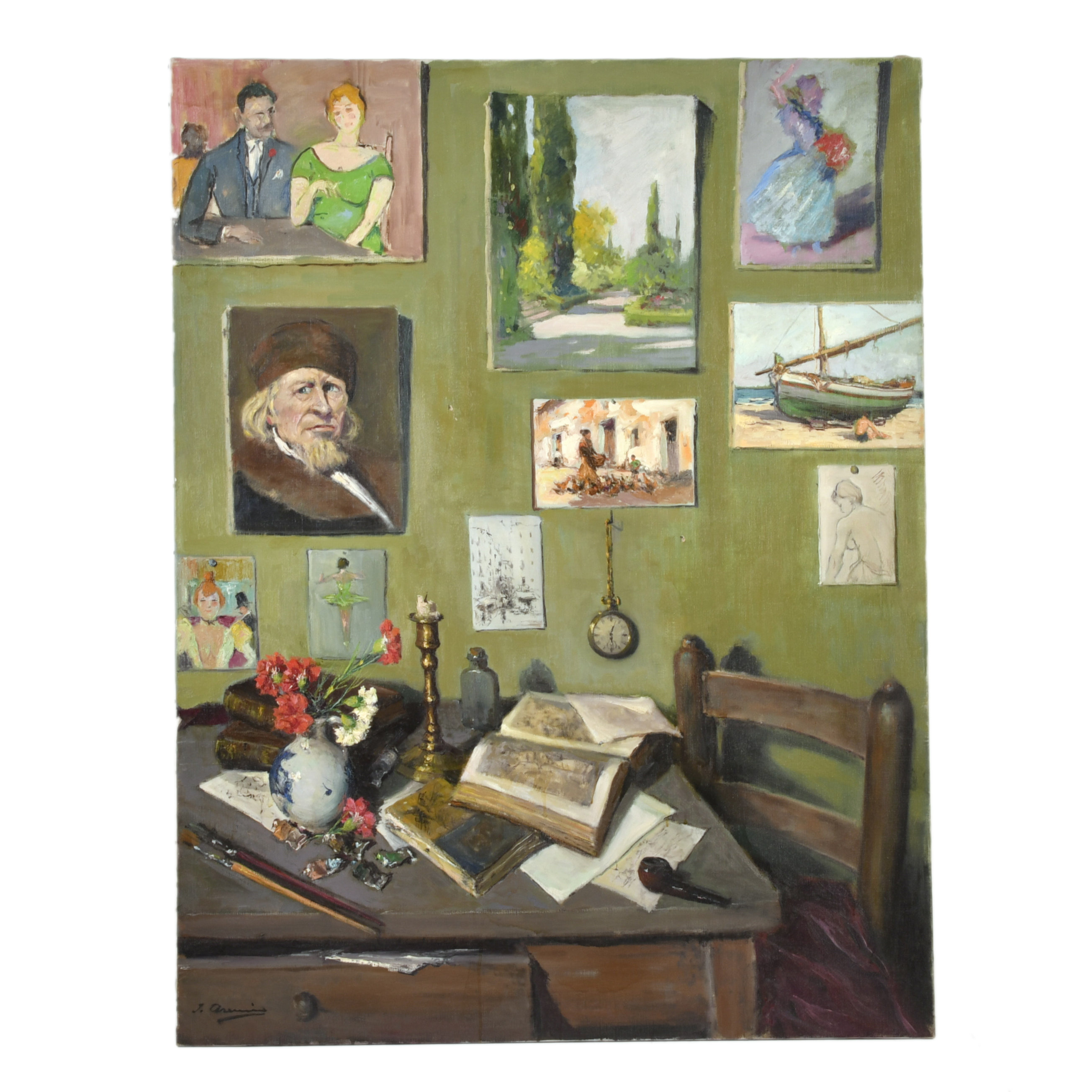 JOAQUÍN ASENSIO MARINÉ (1890-1961). "Interior estudio", 195