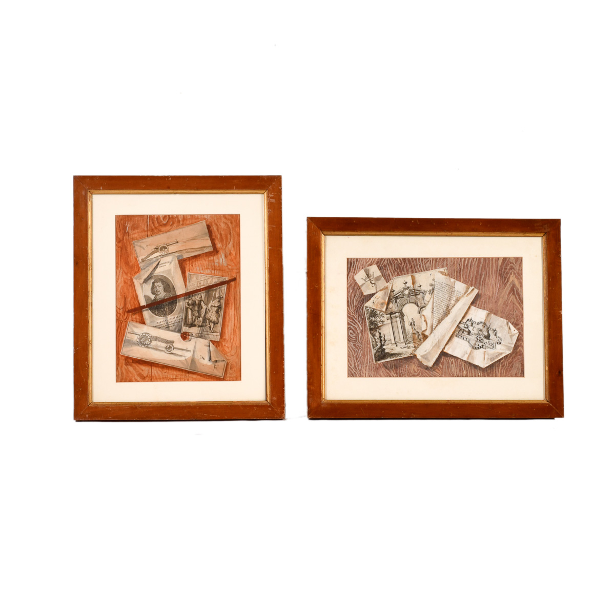 ESCUELA ESPAÑOLA, SIGLO XX. Conjunto de dos trampantojos.