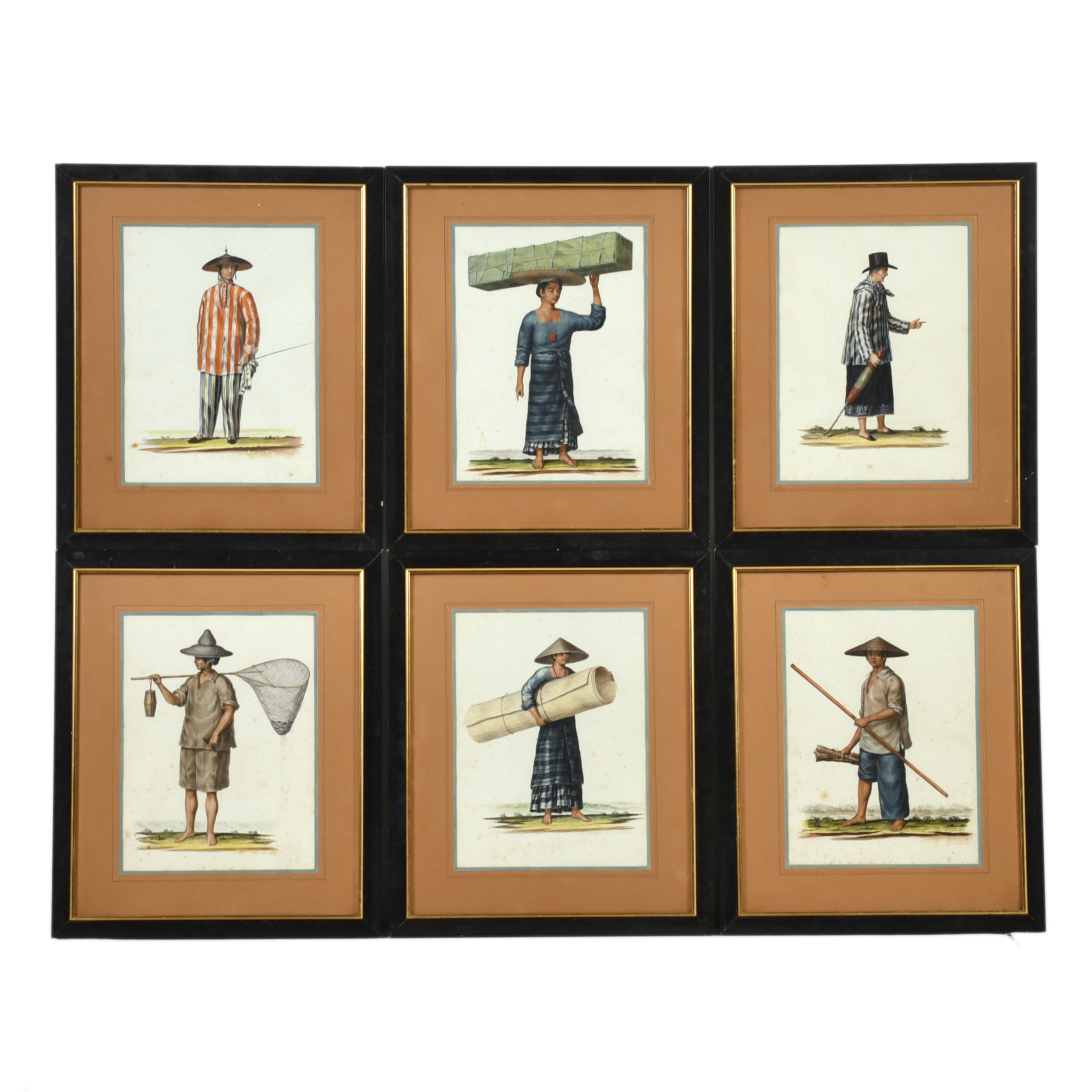 ESCUELA FILIPINA, SIGLO XIX-XX. Conjunto de acuarelas de ti