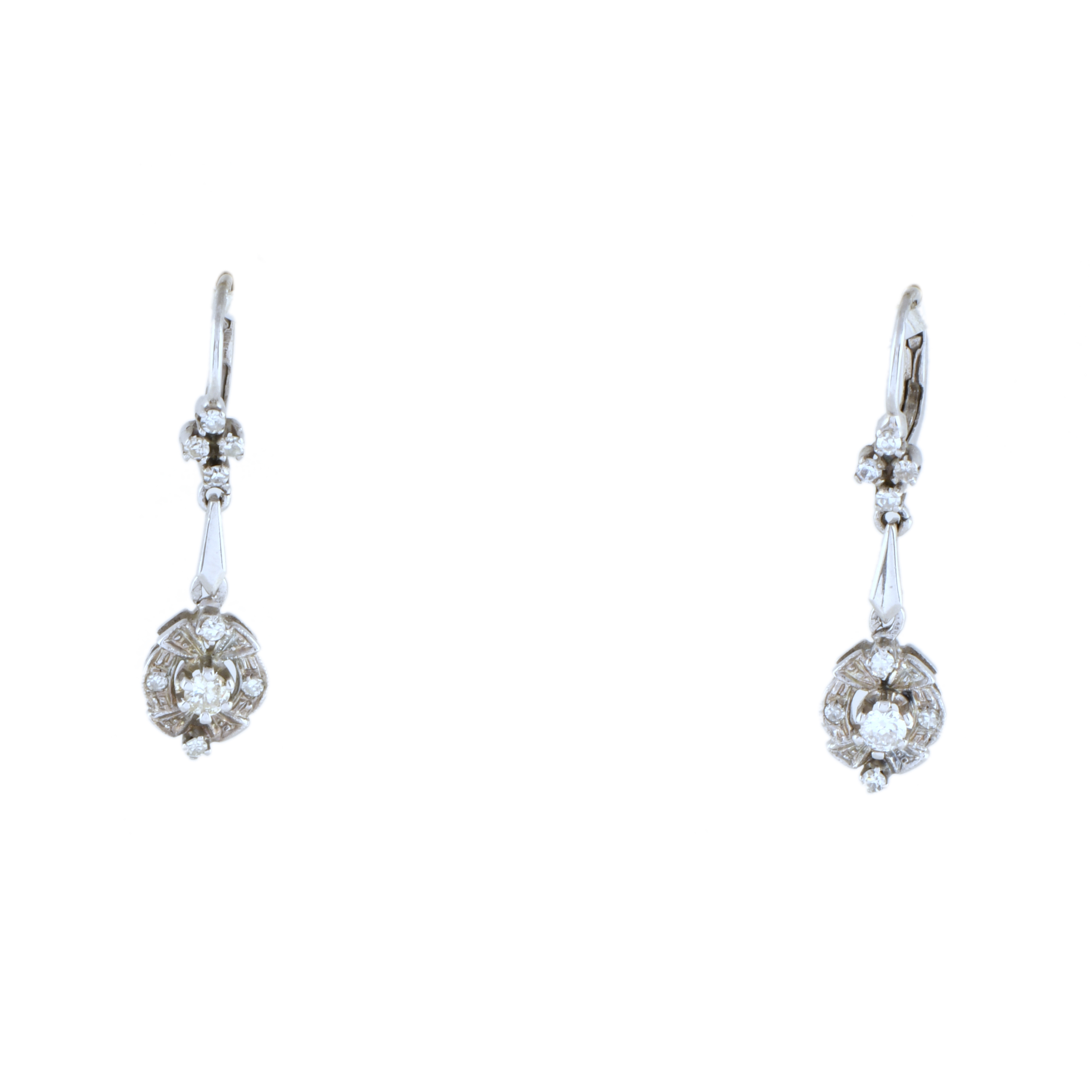 Pendientes largos años 50 con diamantes. 