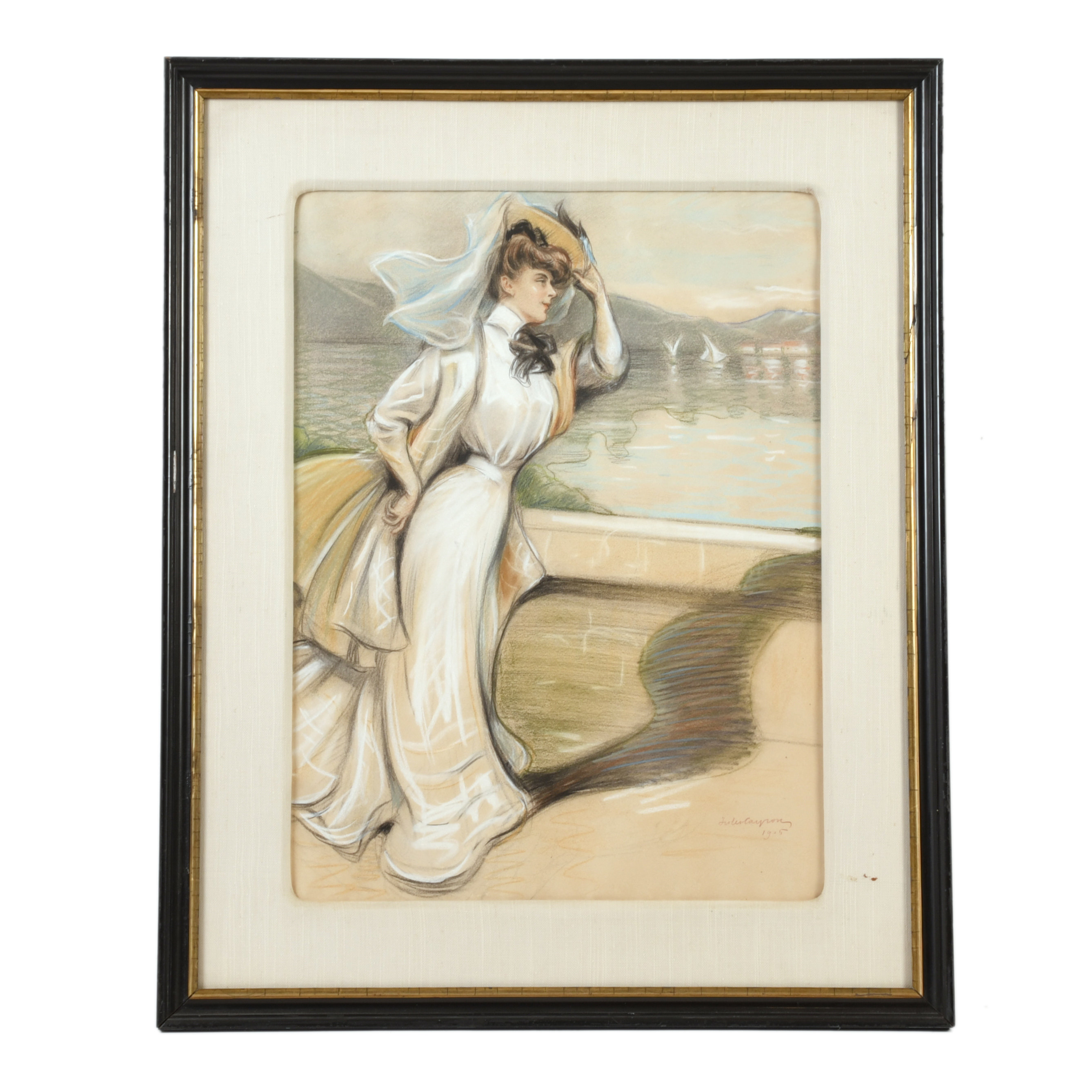 JULES COUPRON (XIX-XX).  "Mujer mirando al mar", 1905.