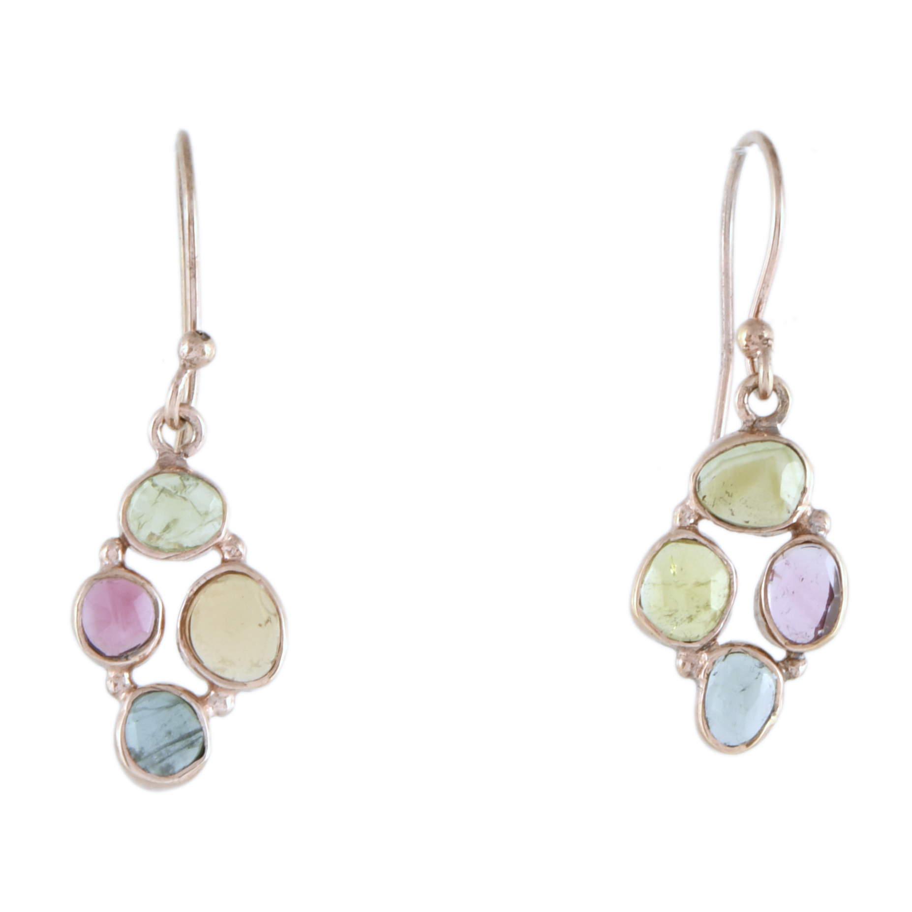 Pendientes con turmalinas multicolor..