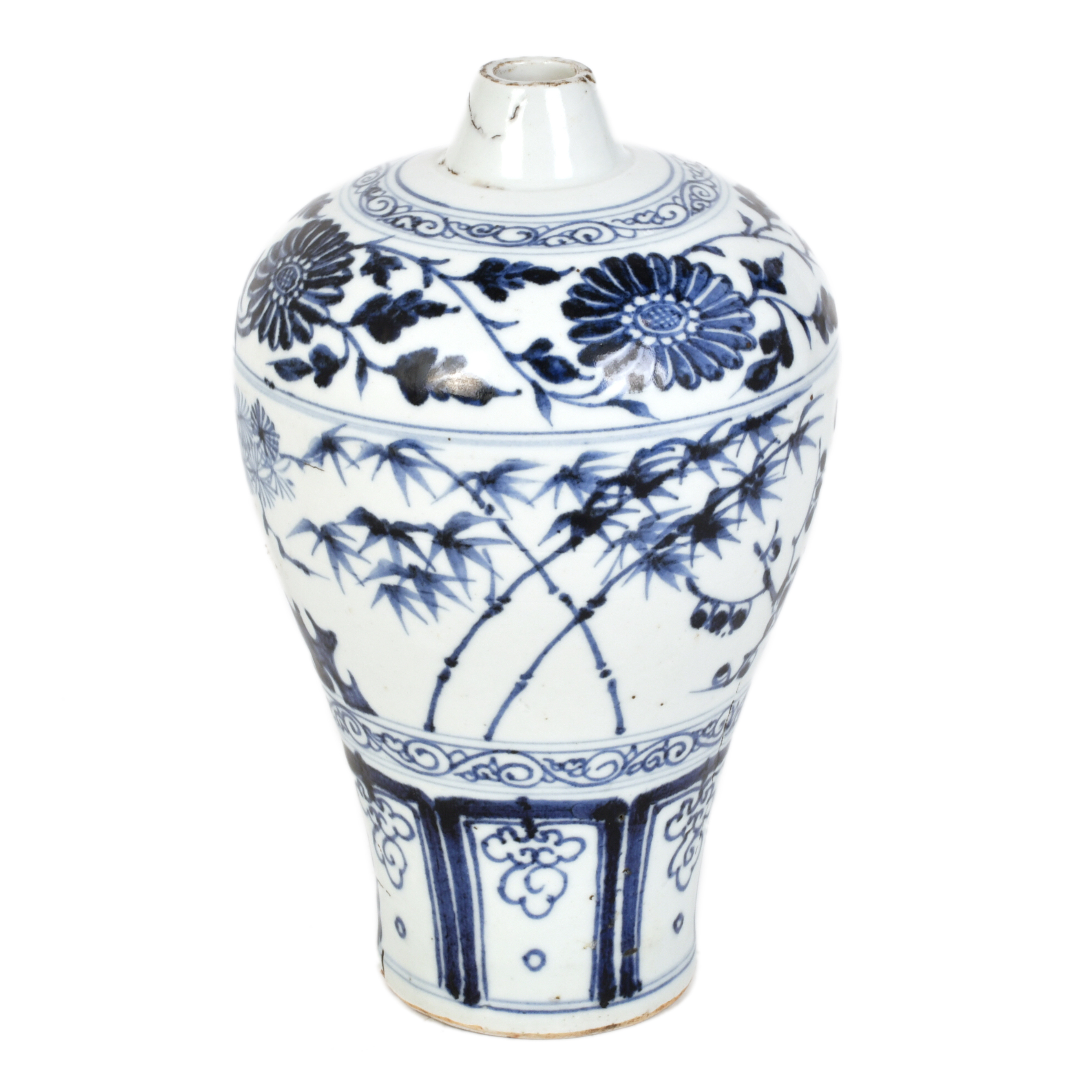 Jarrón Meiping azul y blanco, siglo XX