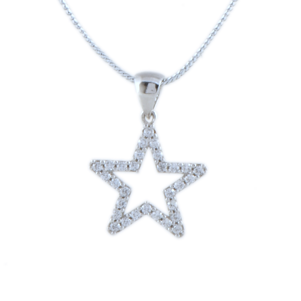 Colgante en forma de estrella con circonitas.