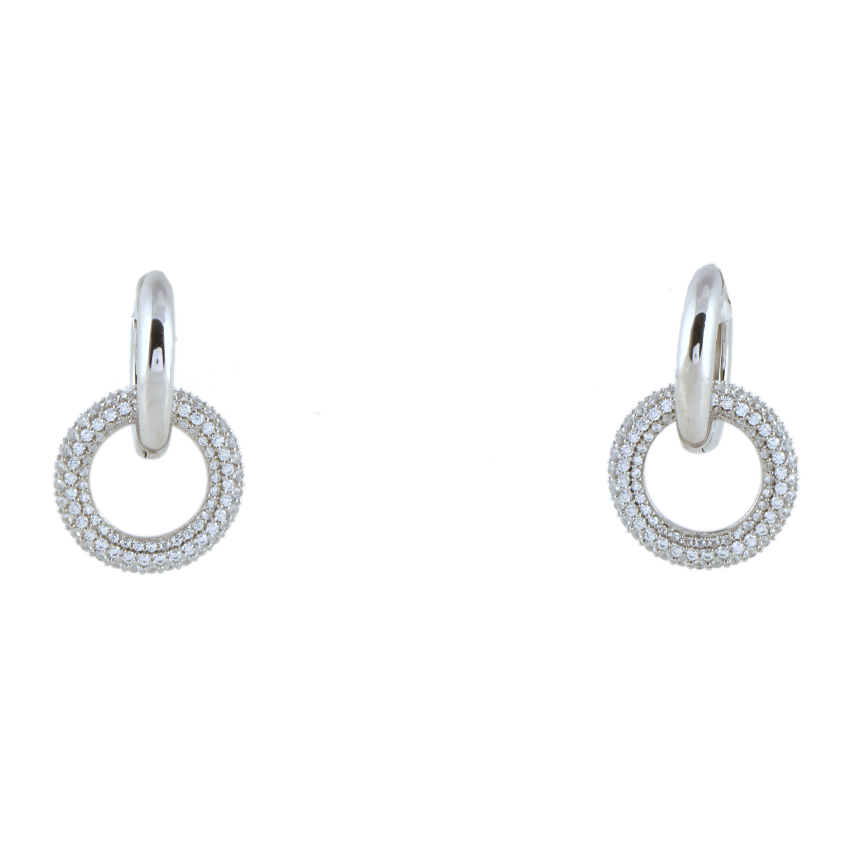 Pendientes con doble aro y circonitas.