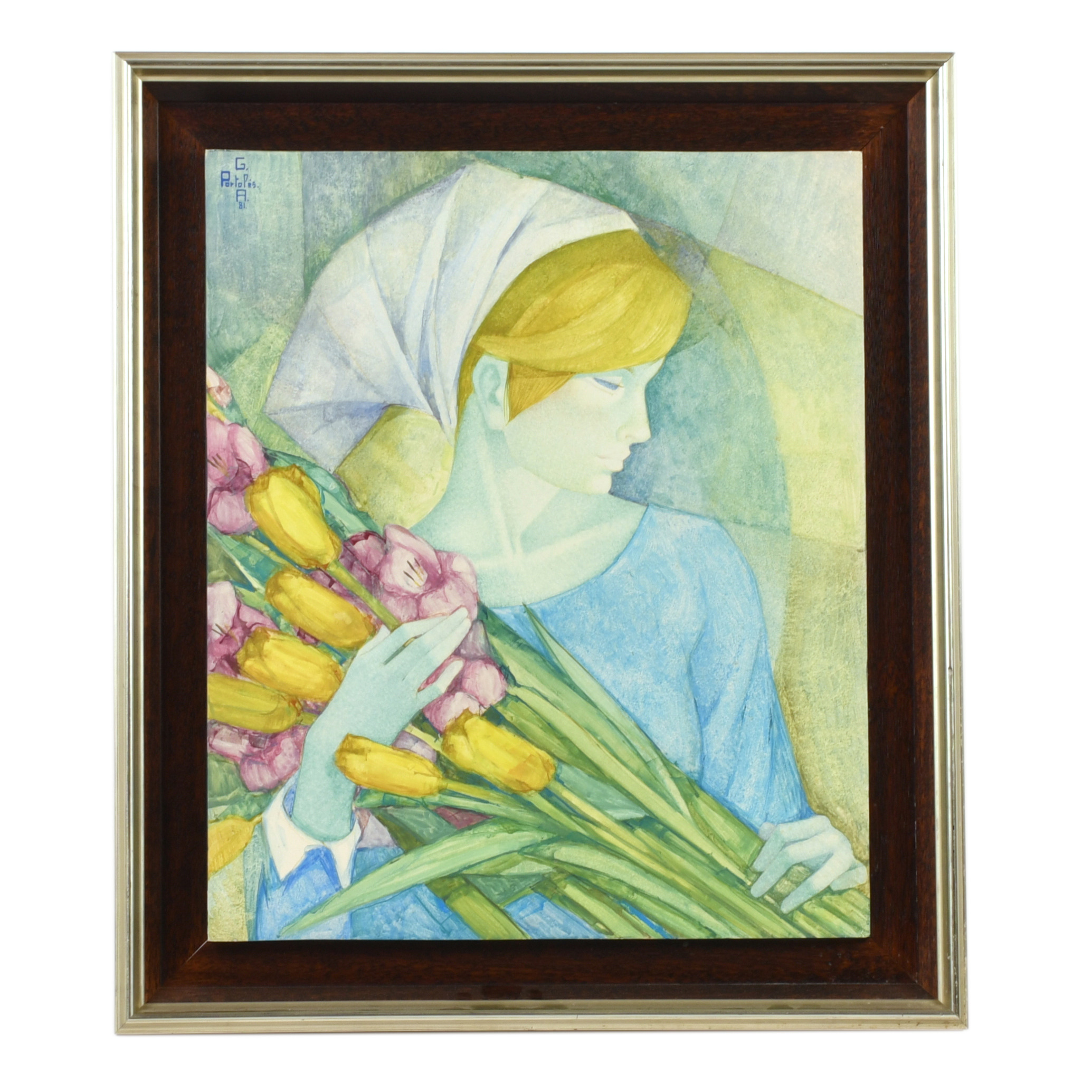 GABRIEL PORTOLÉS (1930).  "Florista con pañuelo lila", 1981.