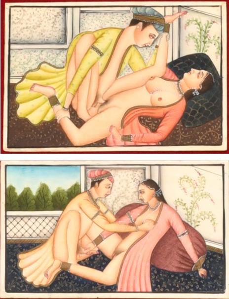 ESCUELA INDIA - PAHARI, PPS. SIGLO XIX.  Pareja de ilustrac