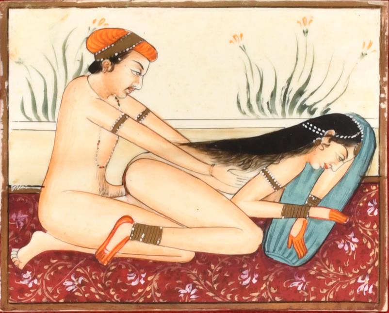 ESCUELA INDIA - PAHARI, PPS. SIGLO XIX.  Ilustración erótic