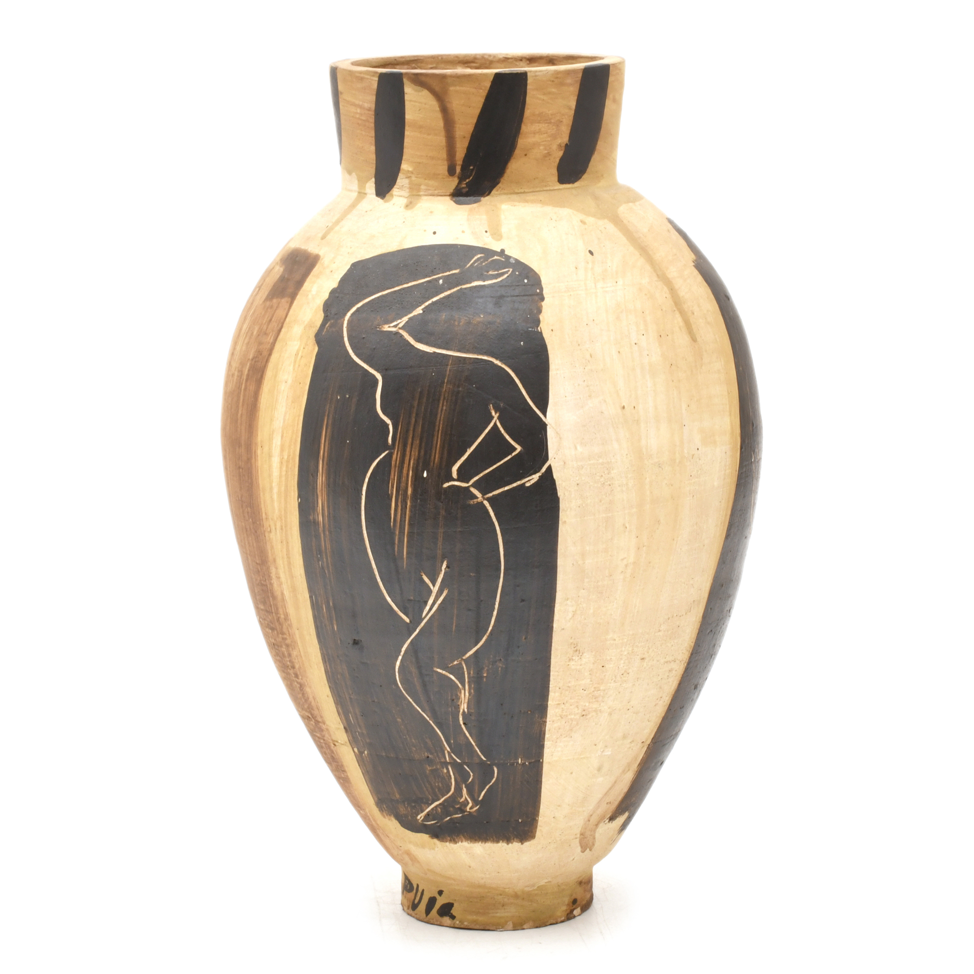 AGUSTÍ PUIG (1957). Painted ceramic vase with incised decor