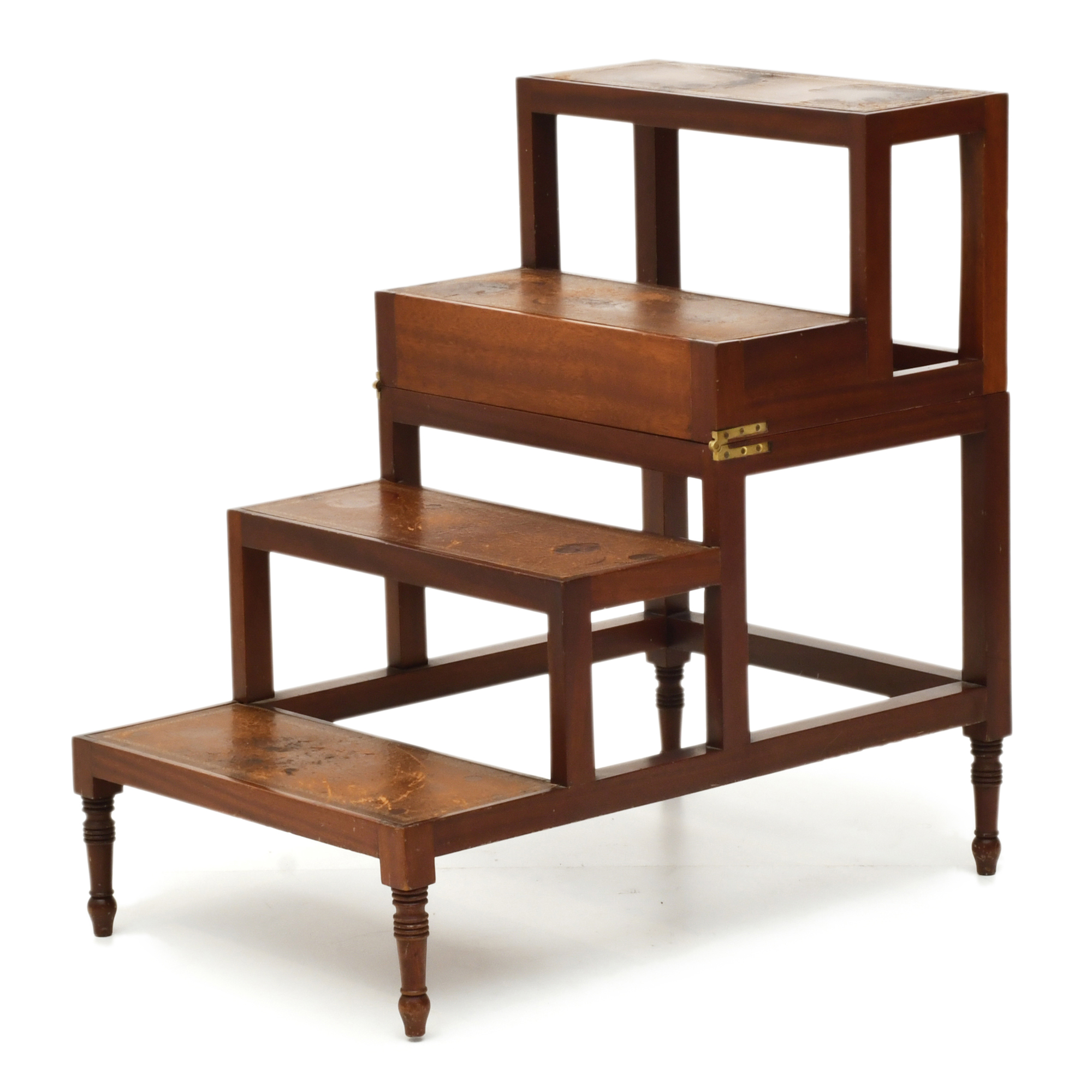 Library ladder convertible into a side table.