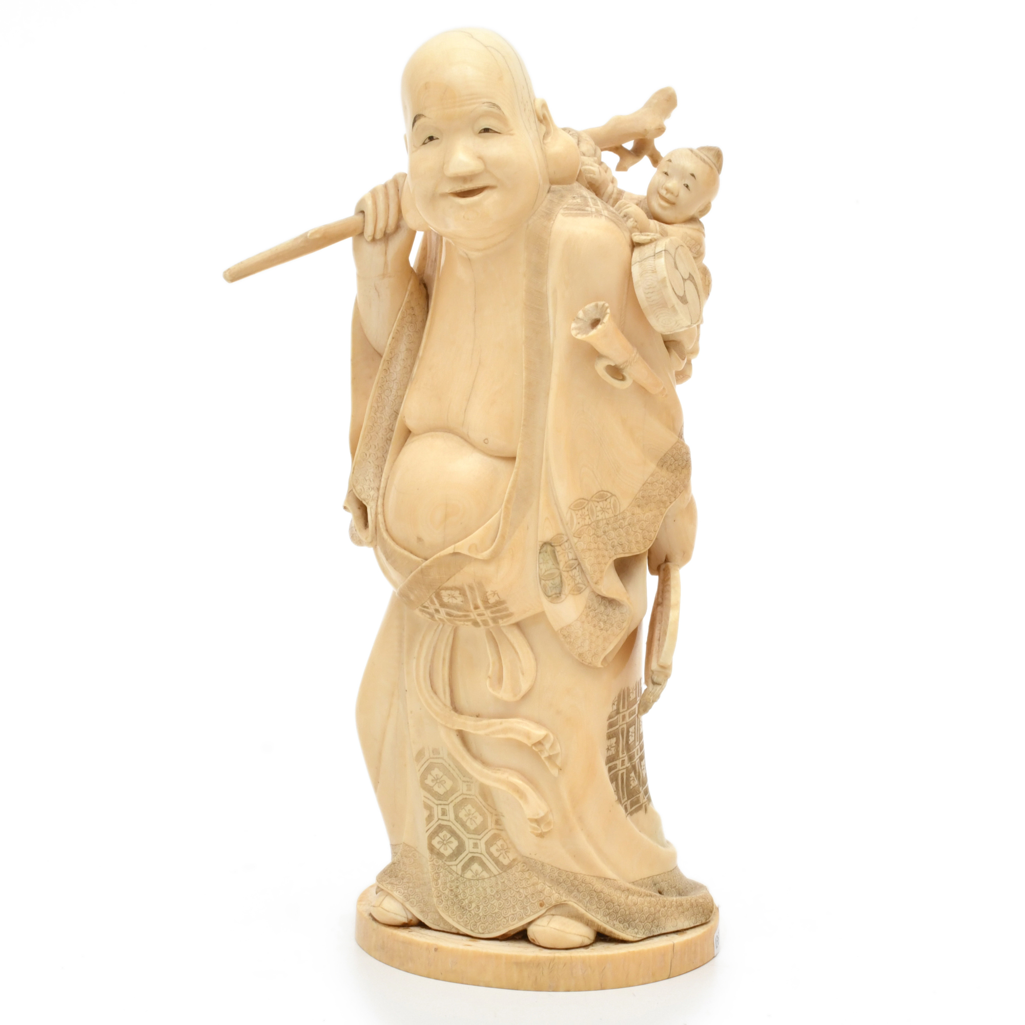 ESCUELA JAPONESA. PERÍODO MEIJI, SIGLO XIX. Hotei con niño.