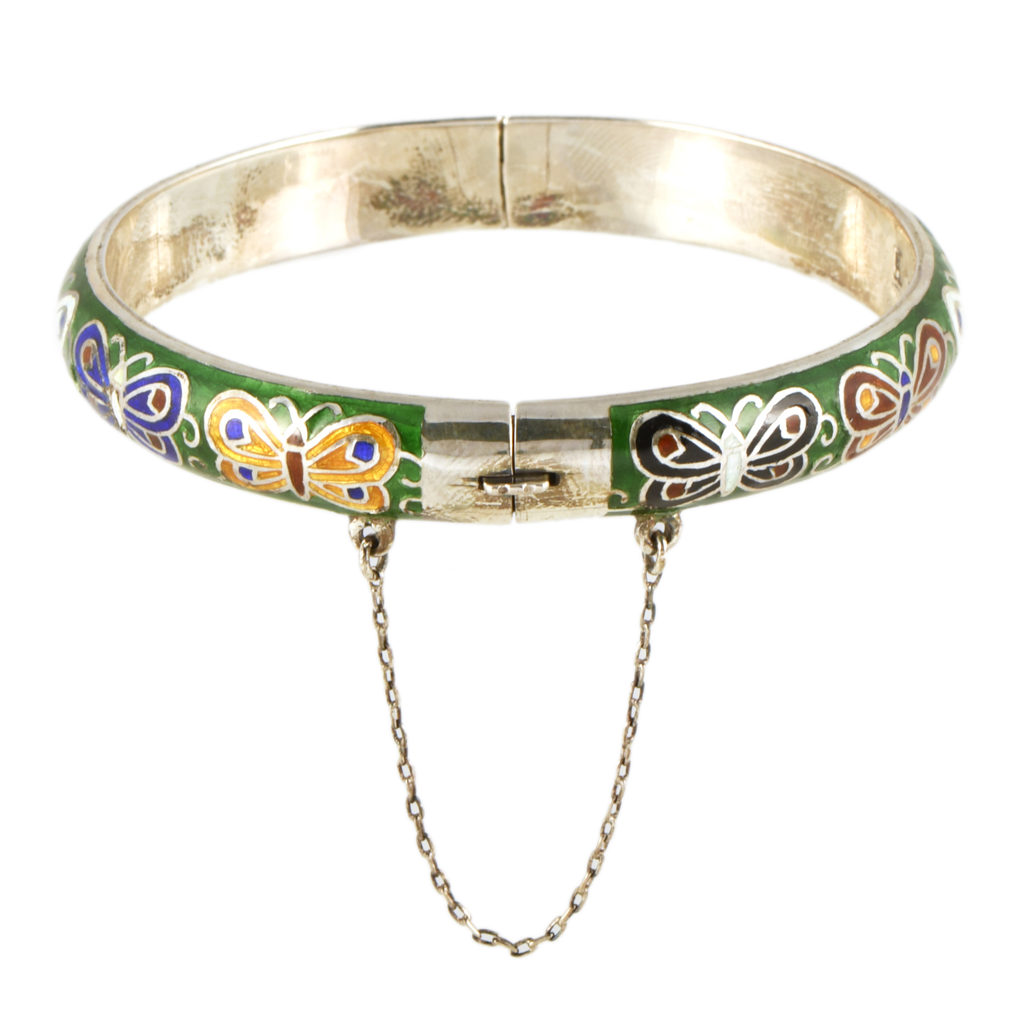 Esclava de media caña con esmalte al fuego con mariposas.