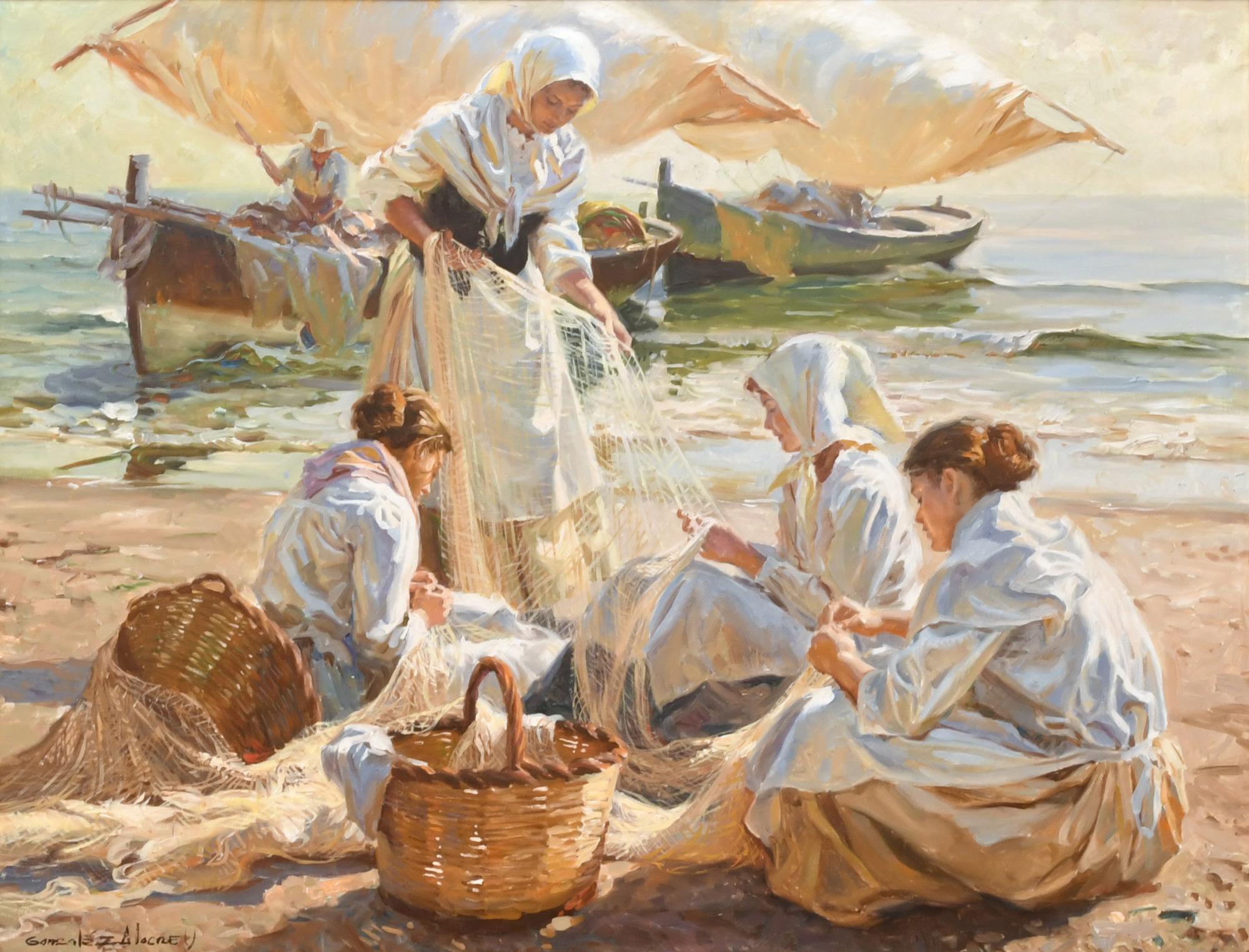 JUAN GONZALEZ ALACREU (1937).  "Arreglando redes".