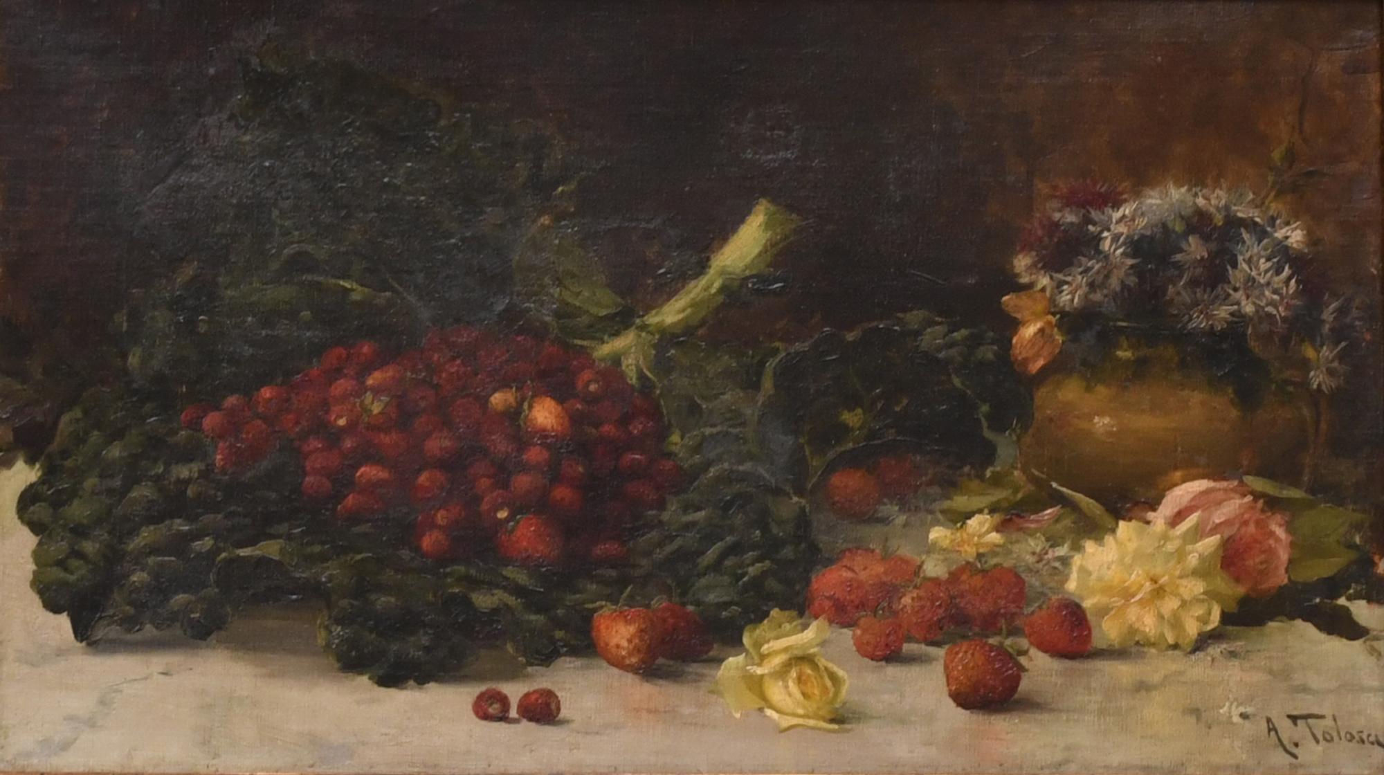 AURELI TOLOSA I ALSINA (1861-1938) "Bodegón con fresas".