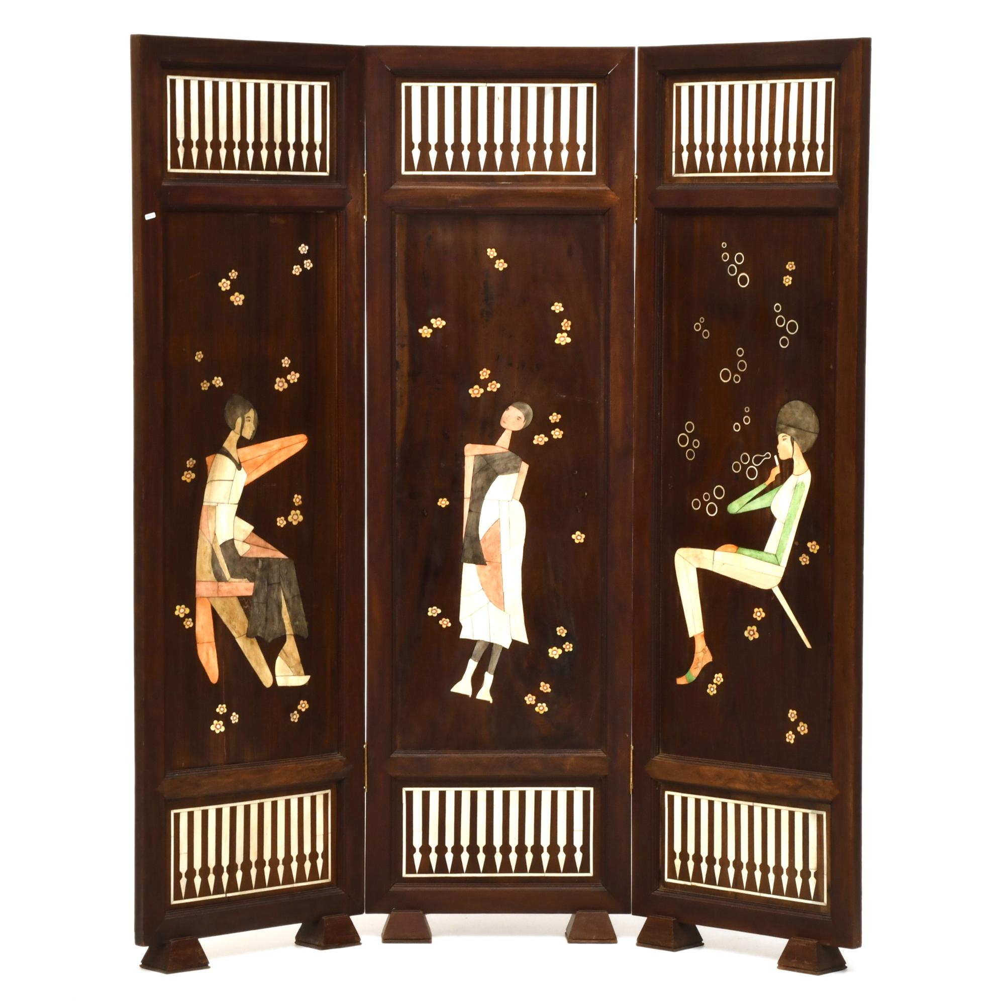 ESCUELA FRANCESA, SIGLO XX. Biombo francés, circa 1970.