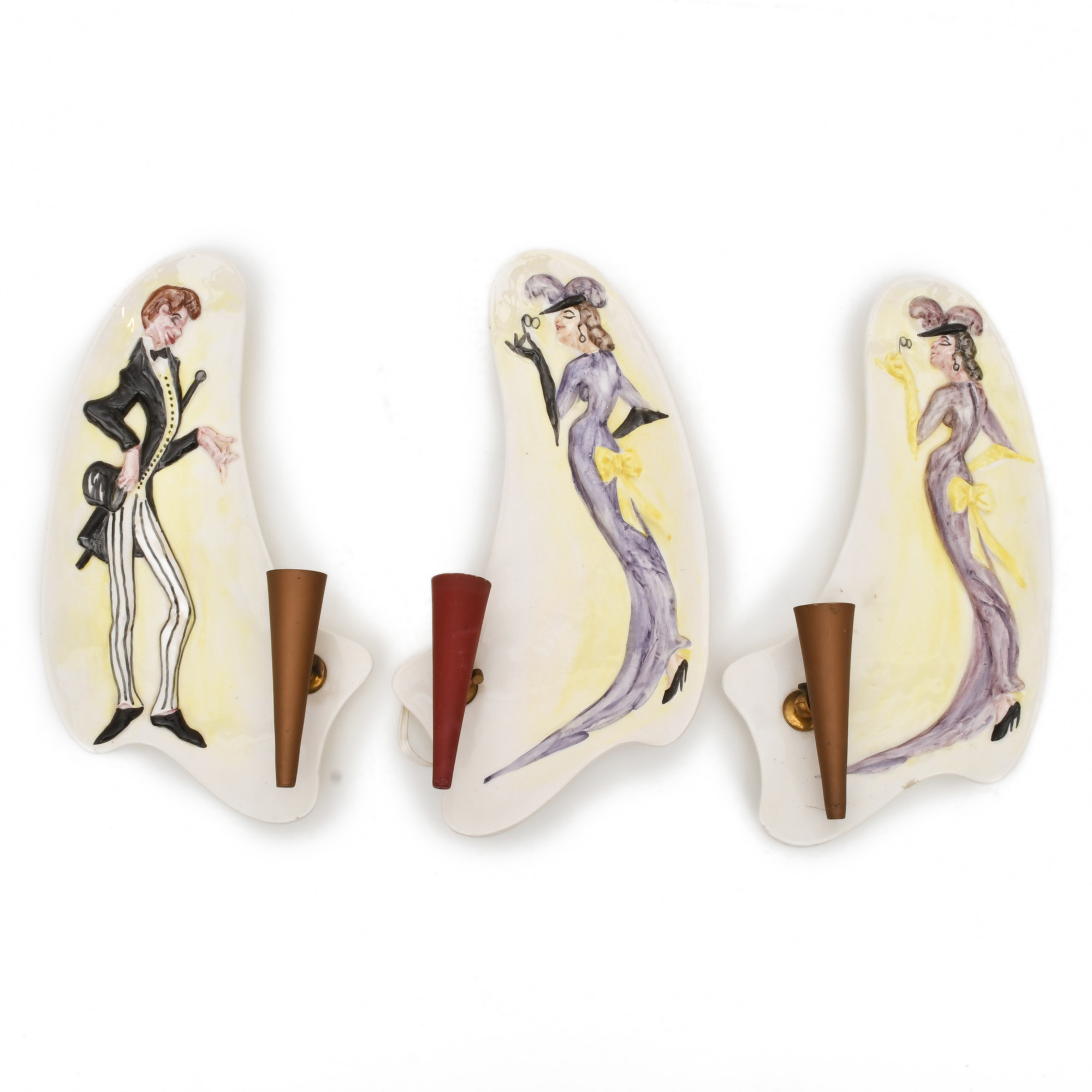 Conjunto de tres apliques, siglo XX.