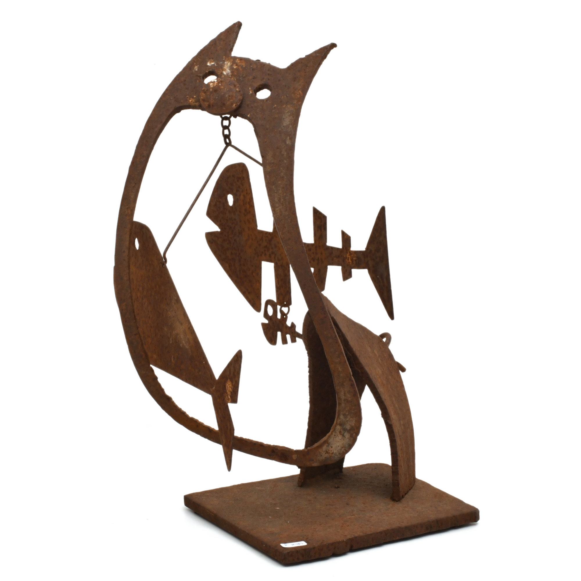 Italian mobile figure of a cat and fish.