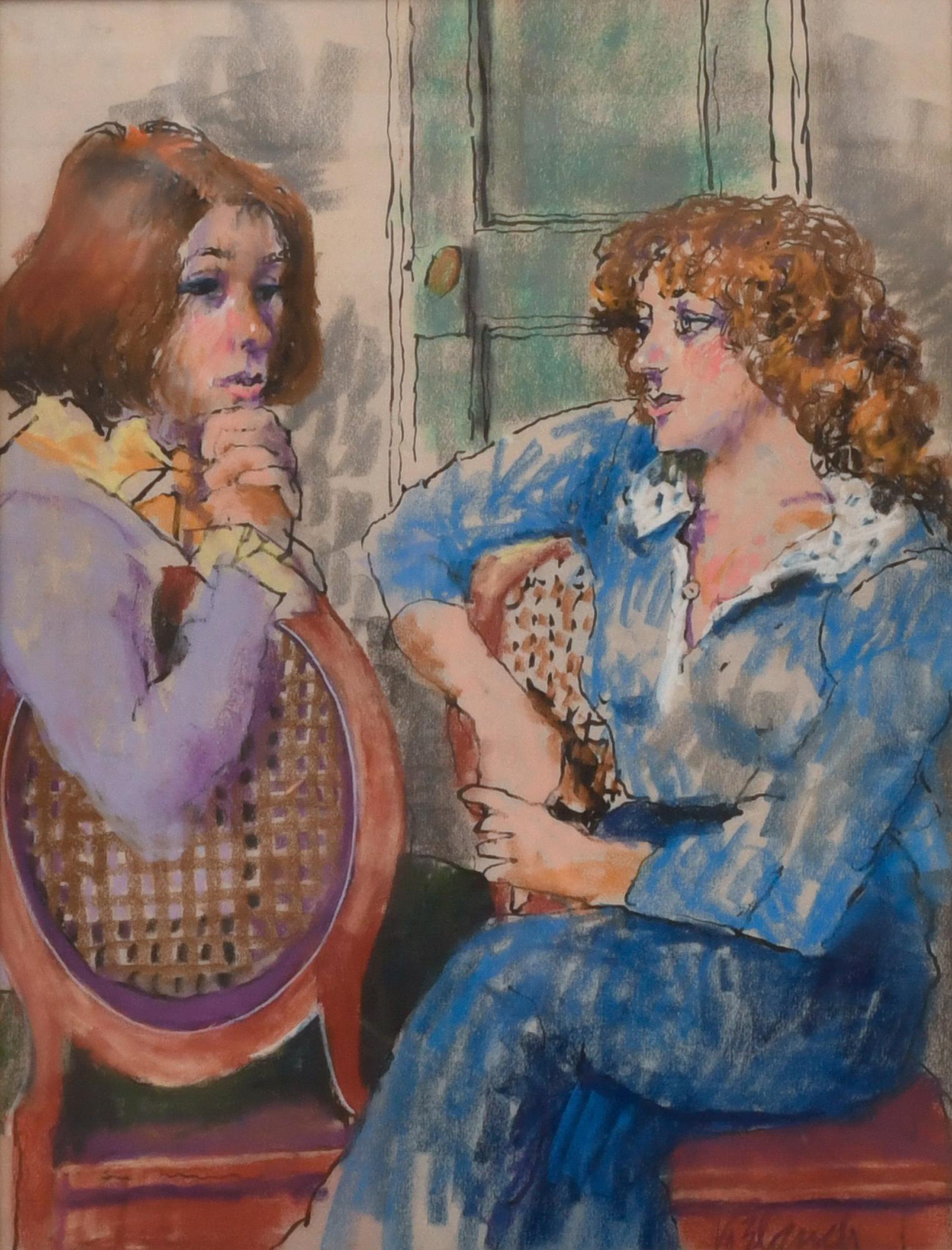 XAVIER BLANCH PLA (1918-1999).  "Girls sitting".