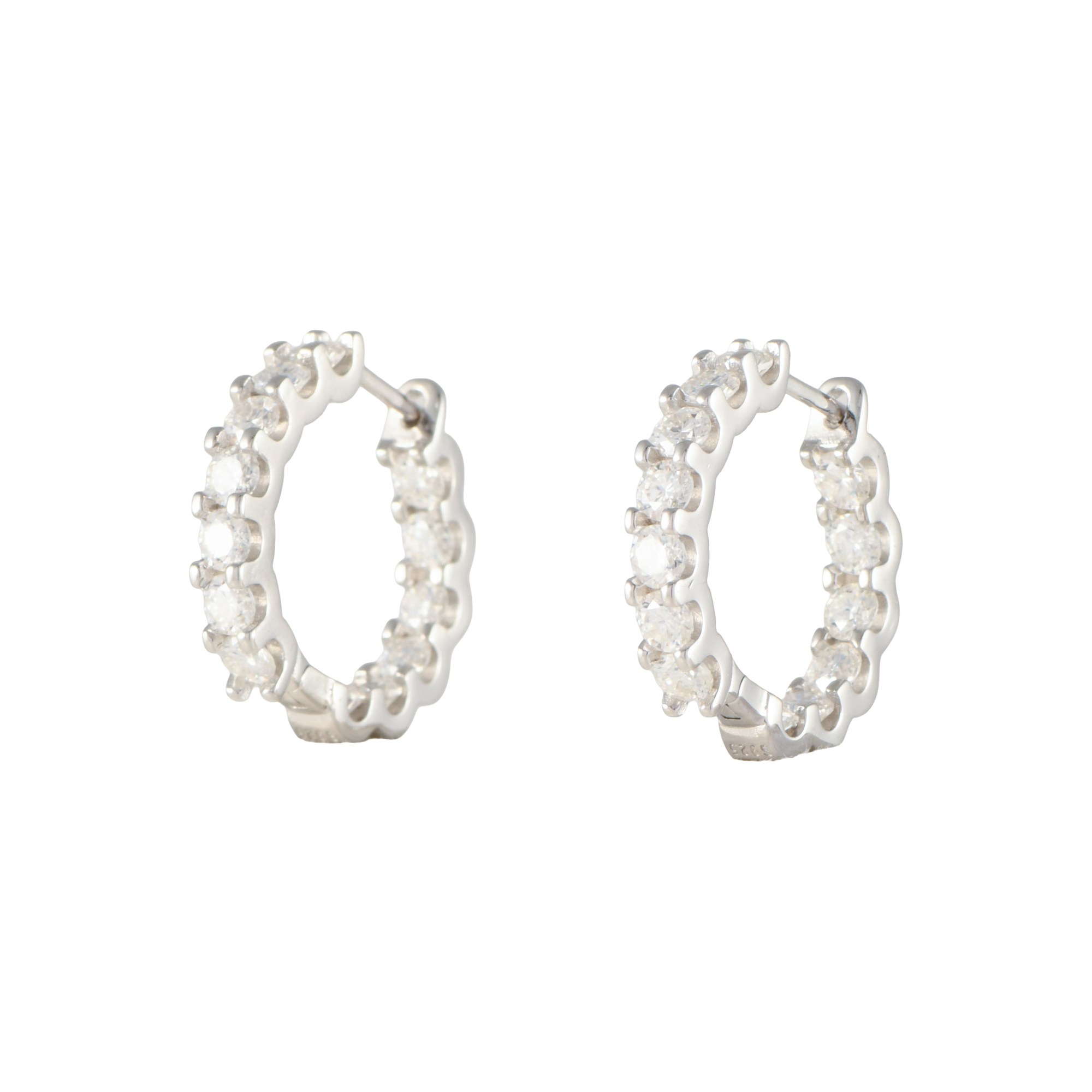 Hoop earrings with moissanites.