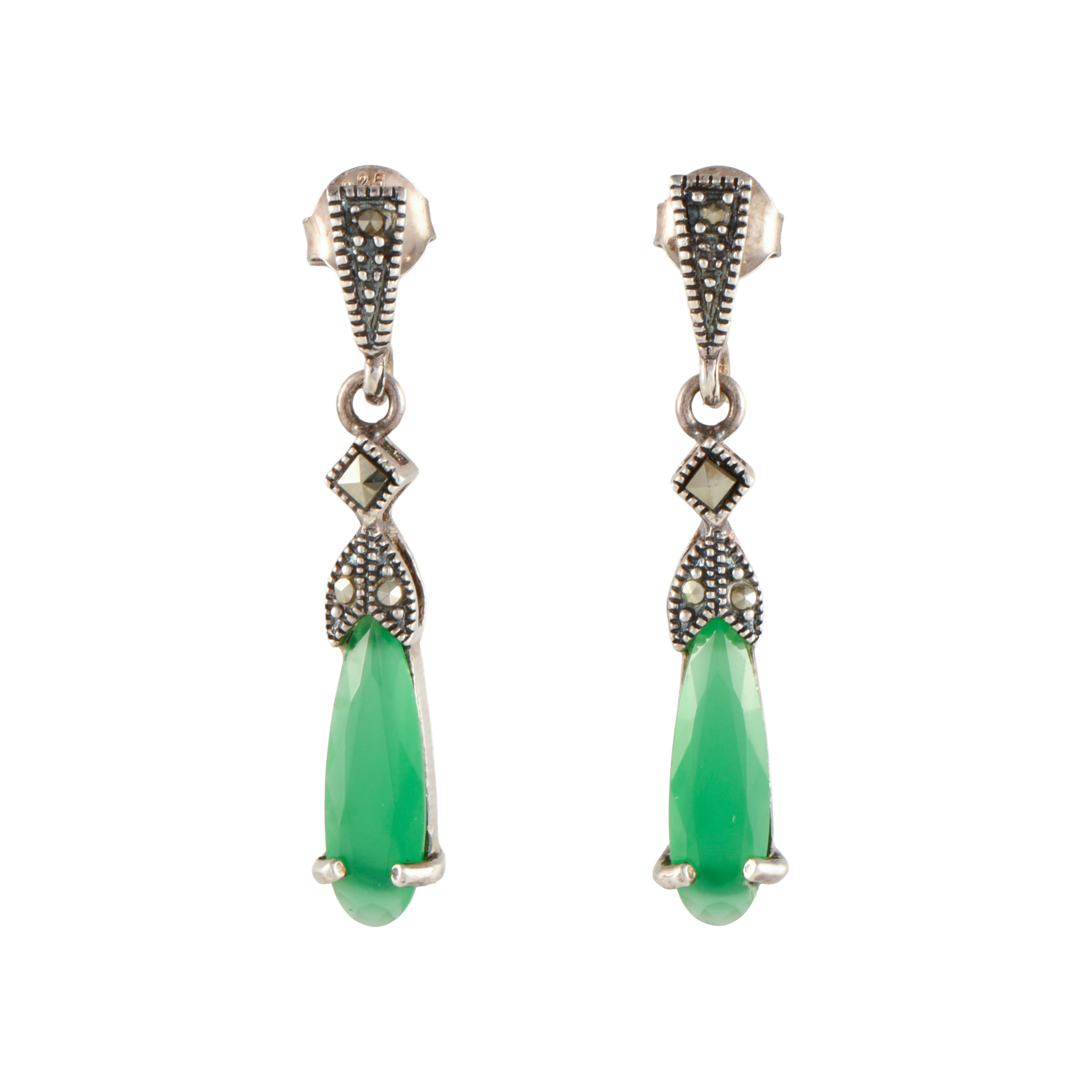 Art Deco long earrings wiht marcasites.