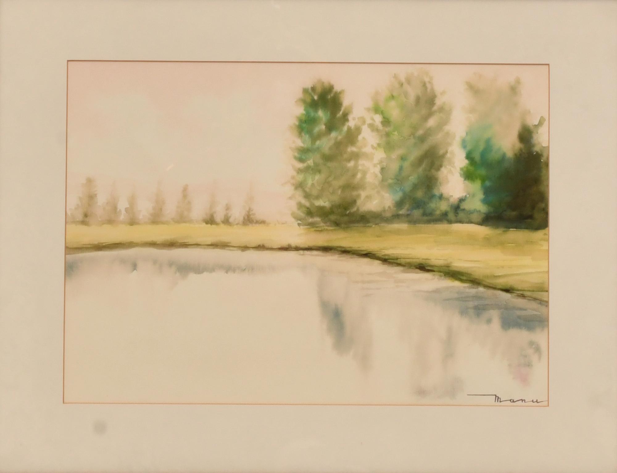 SPANISH SCHOOL, 20TH CENTURY. "Manu" "Landscape".