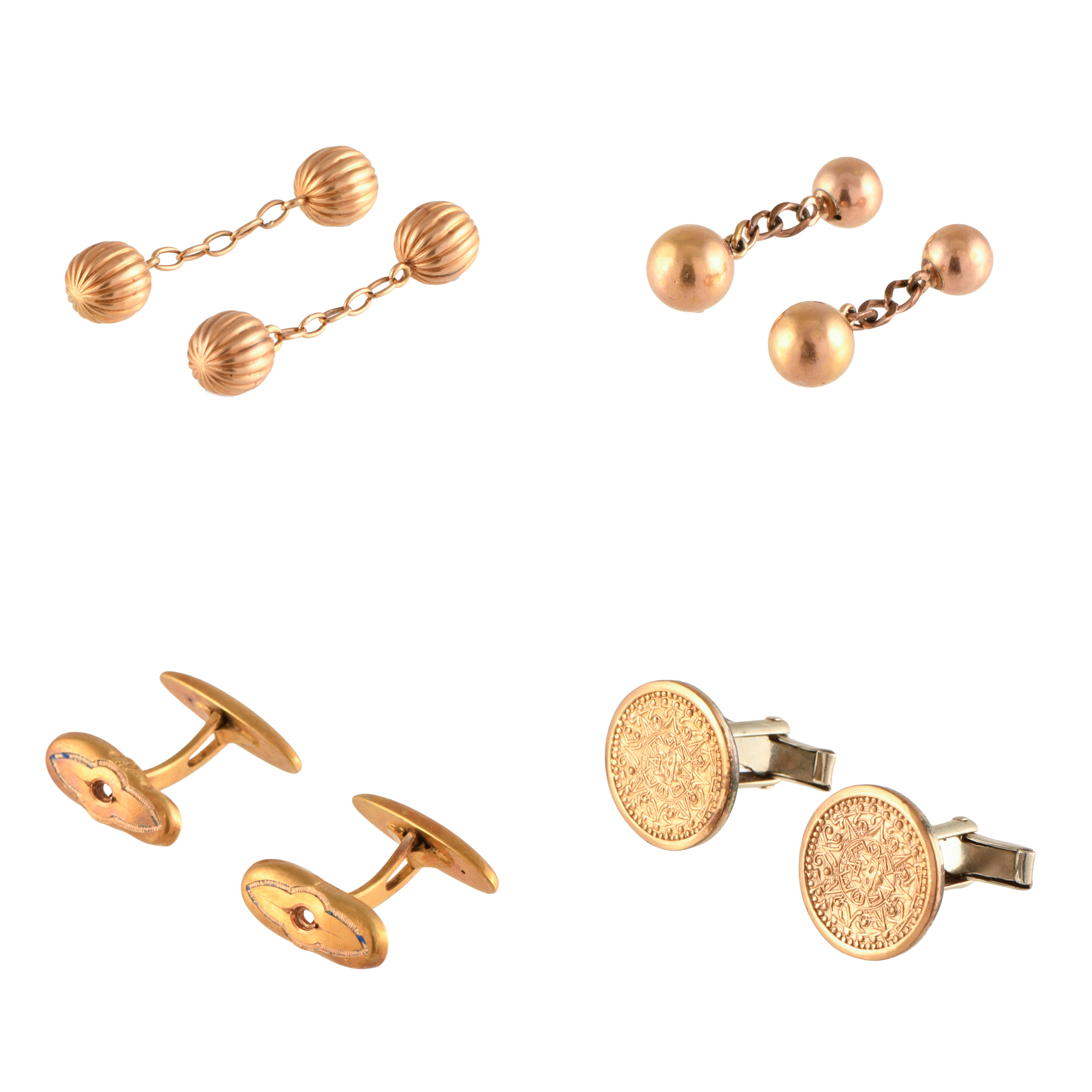 Set of four pairs of cufflinks.