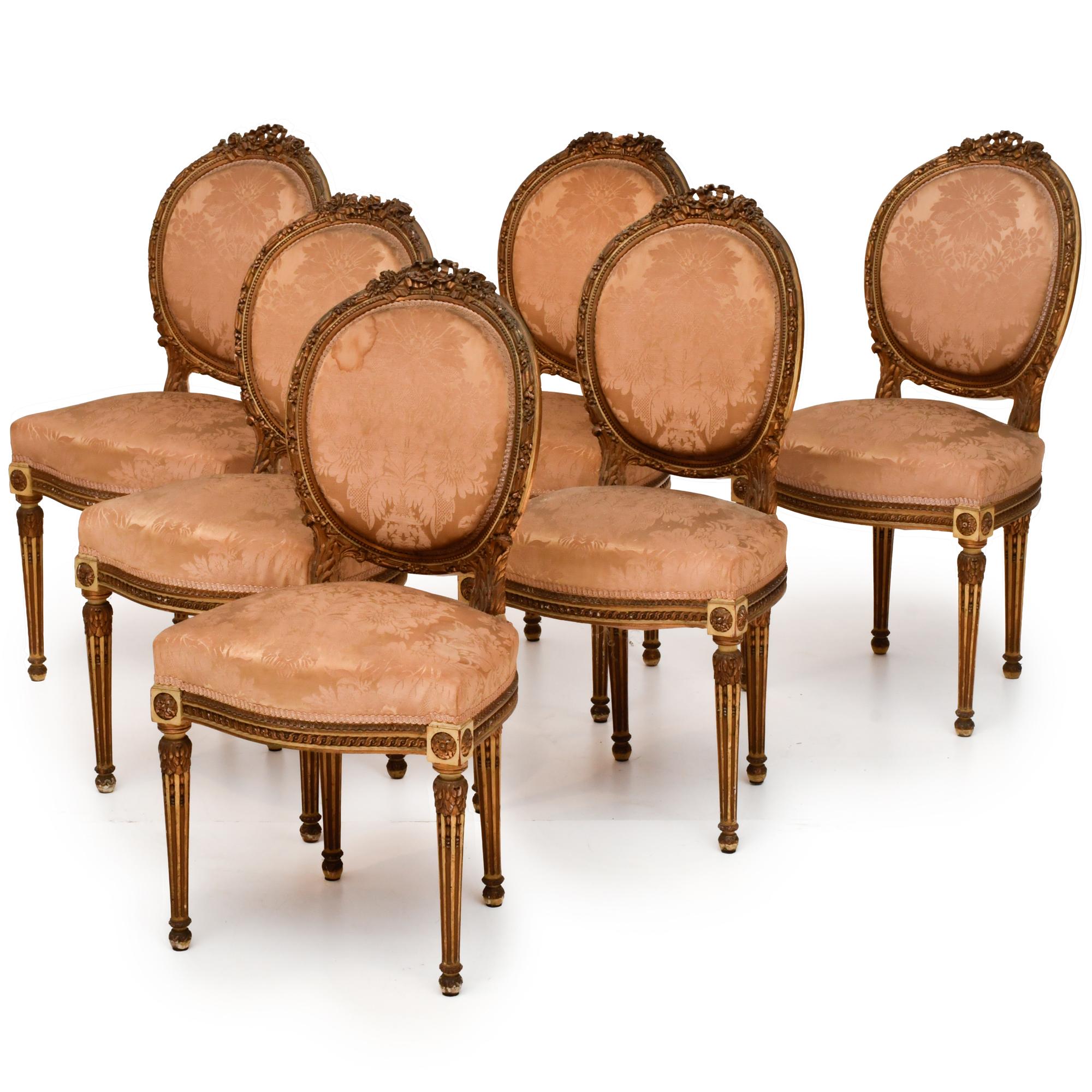 Set of six chairs, Louis XVI style, 20th century.