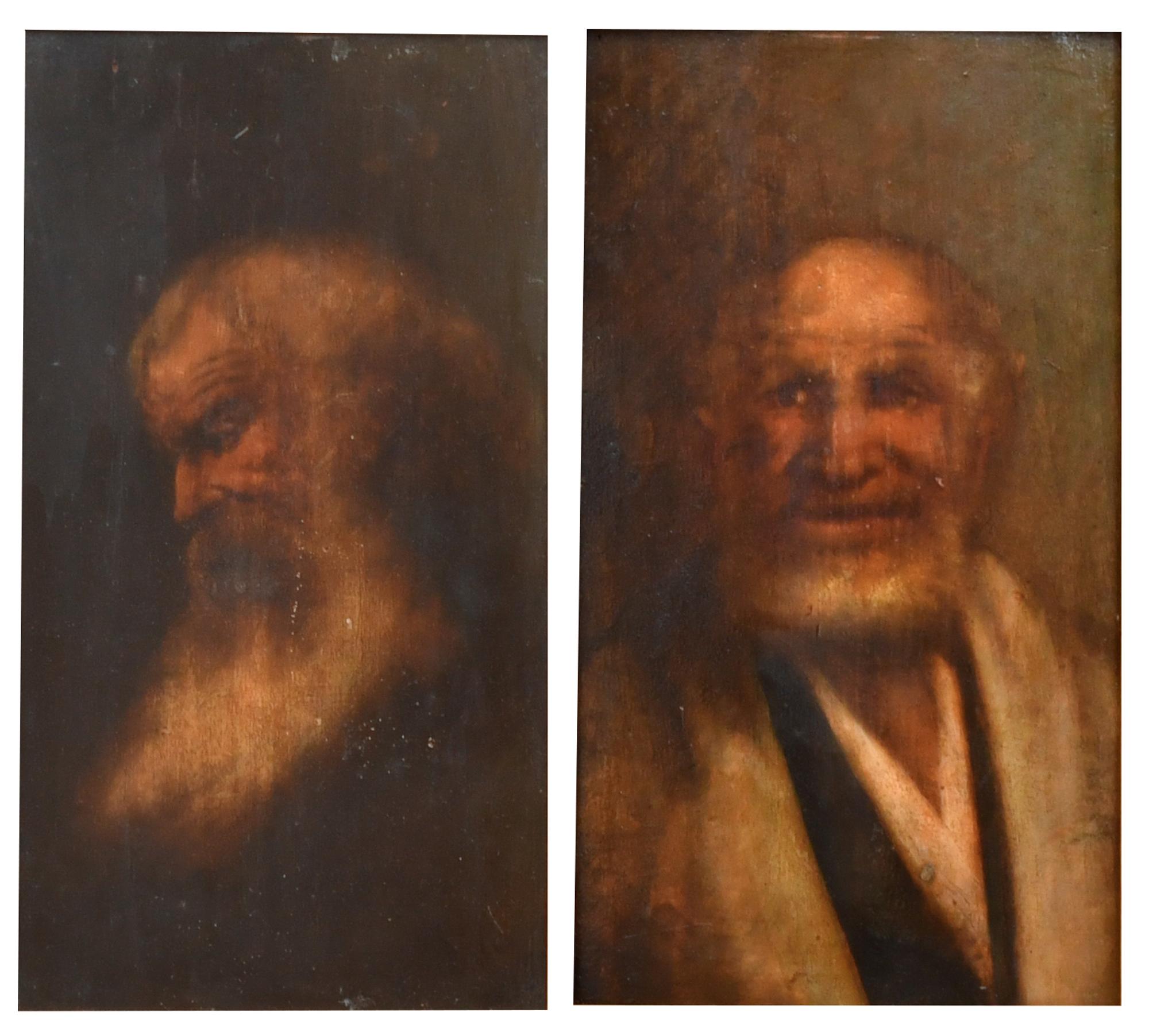ESCUELA ESPAÑOLA, SIGLO XX. Pareja de retratos masculinos.