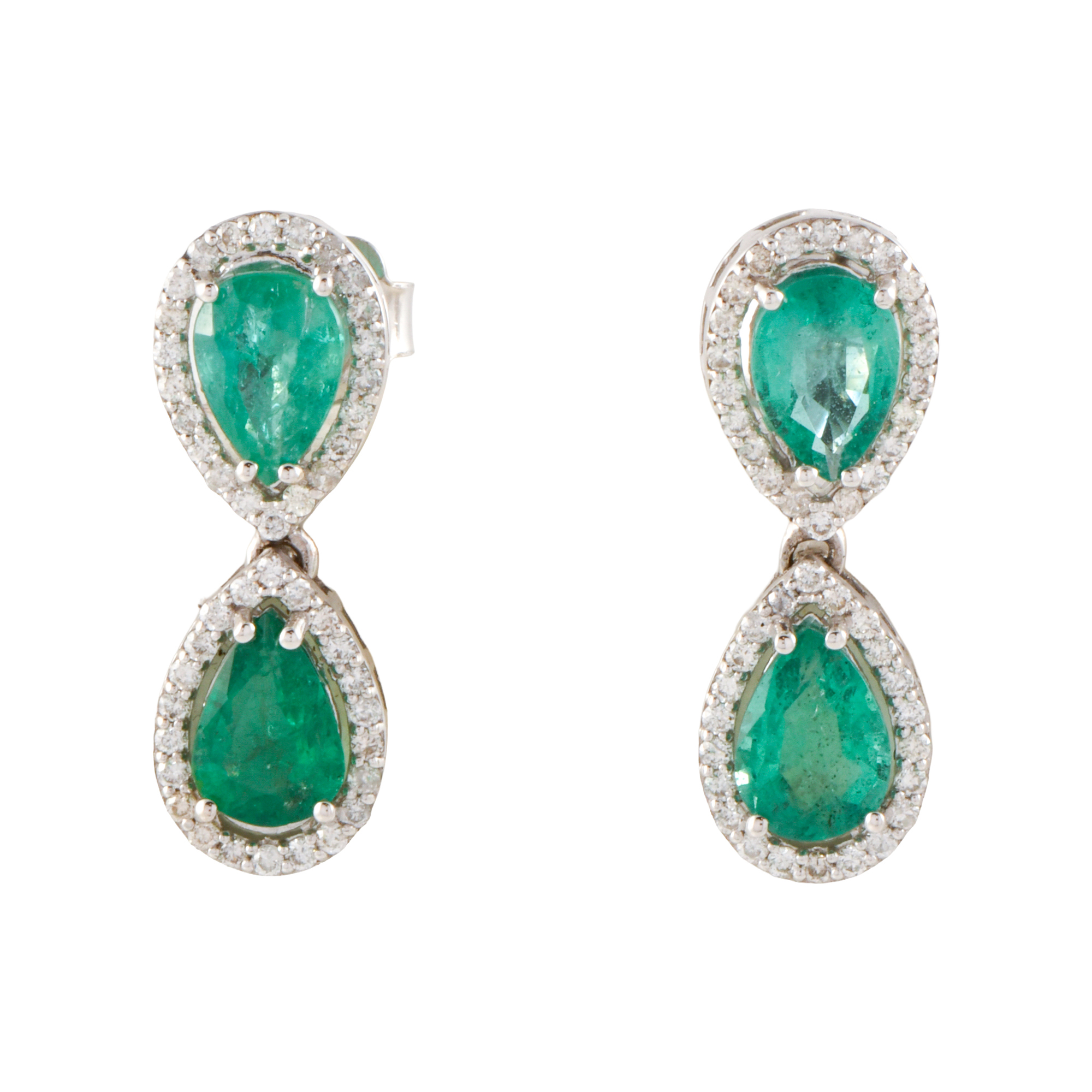 Pendientes con diamantes y esmeraldas