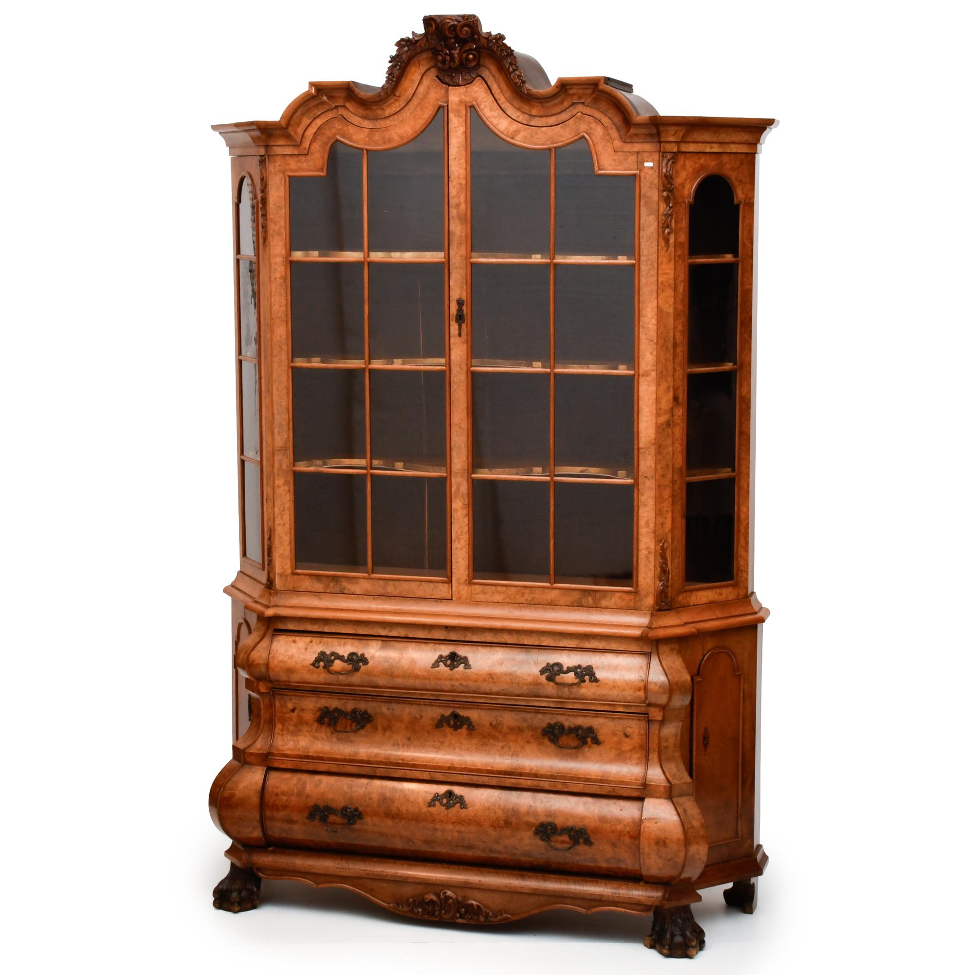 Ducth chest of drawers with display cabinet, 20th century.
