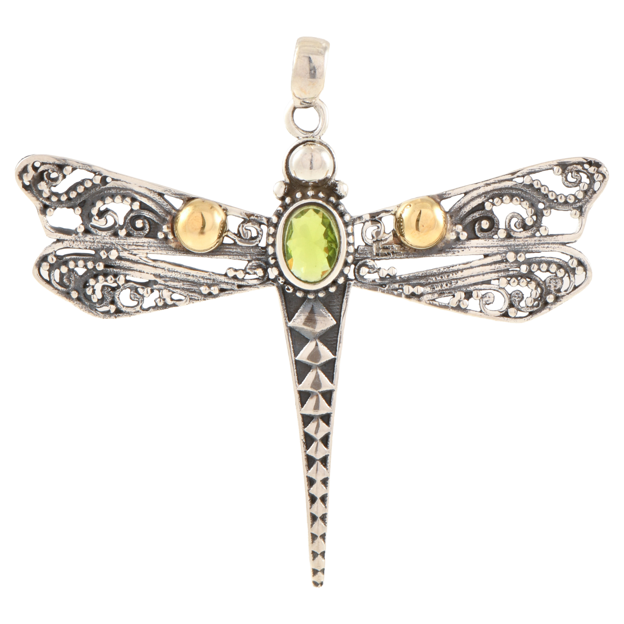 Dragonfly-shaped pendant.