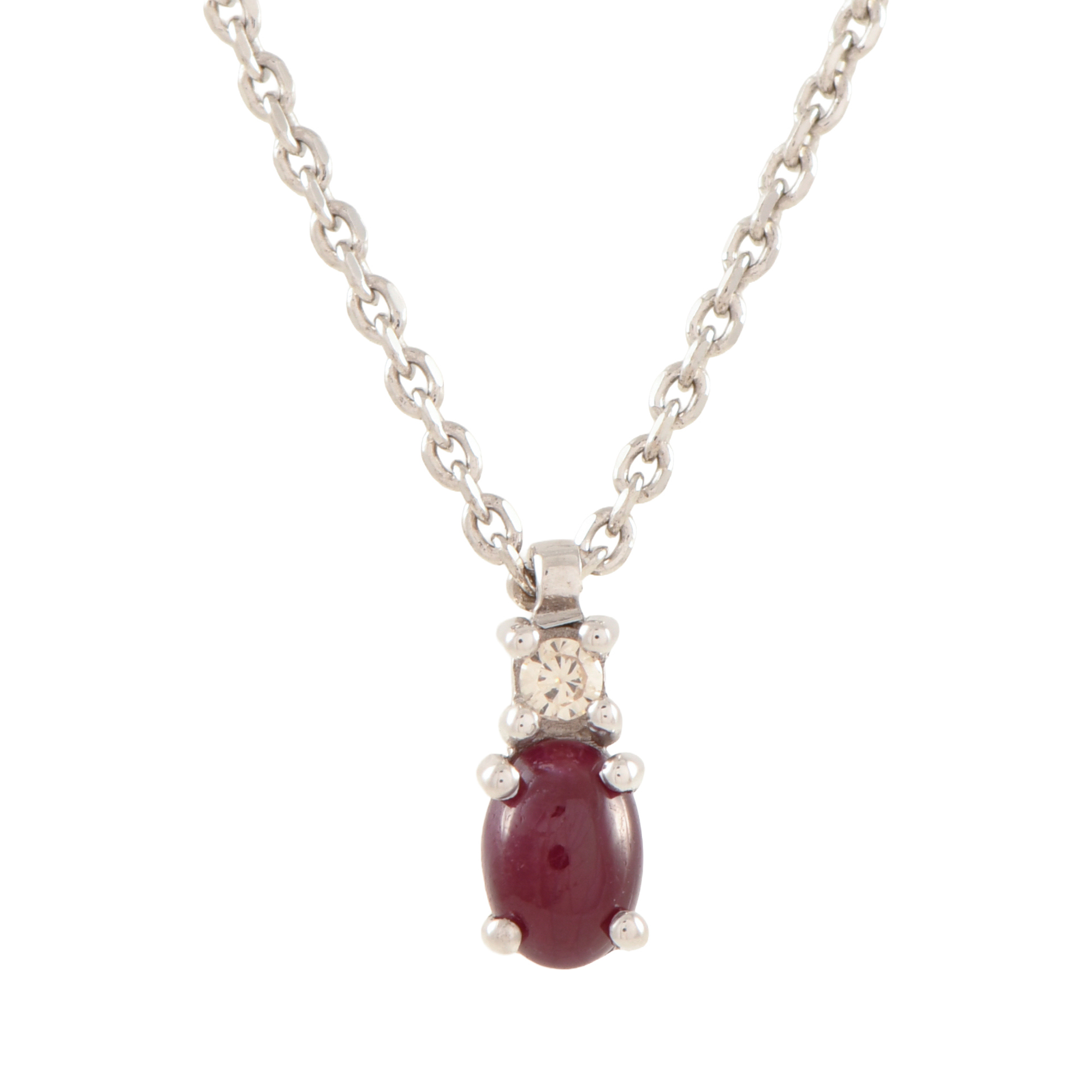 Necklace with ruby and diamonds pendant.