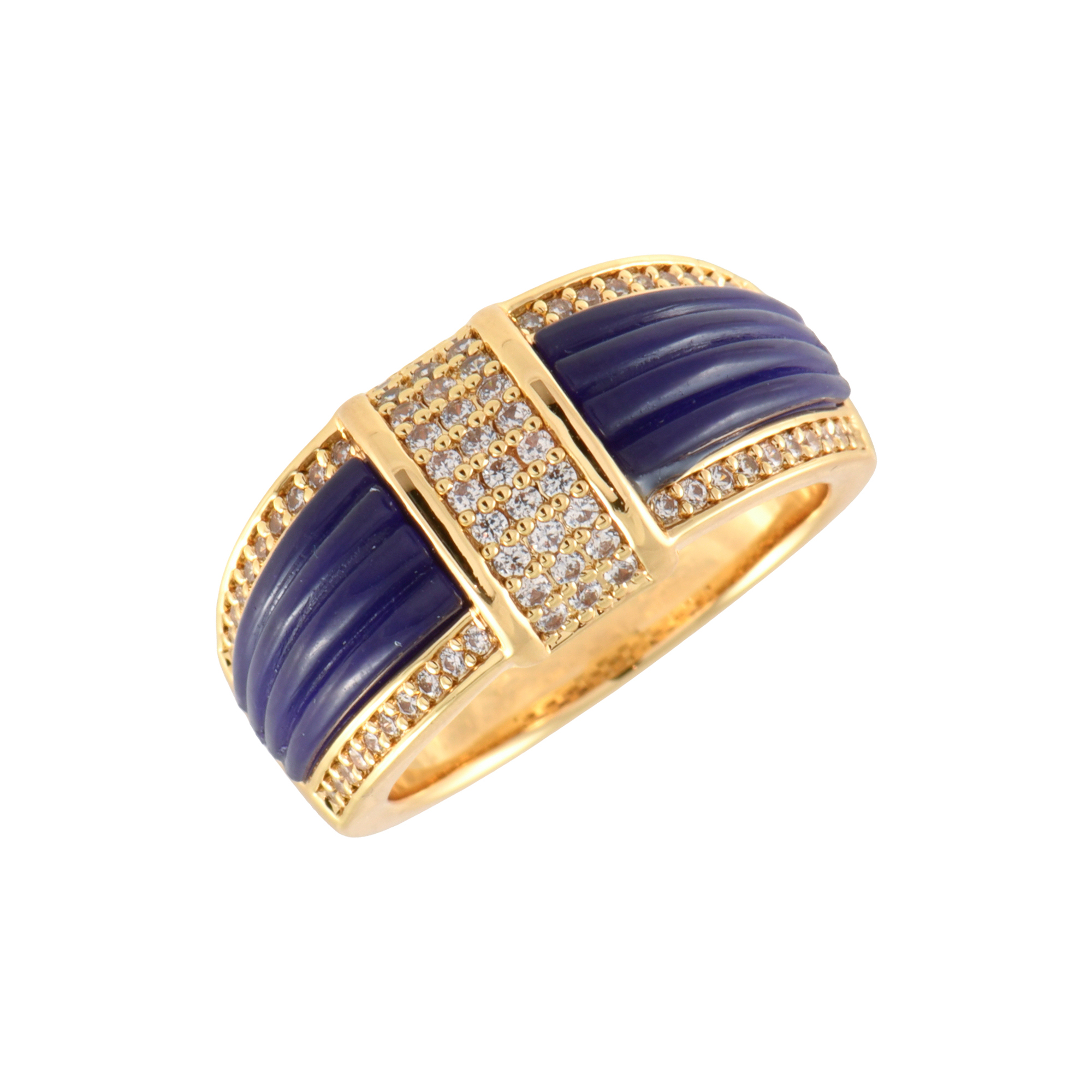 Wide ring with zircons.