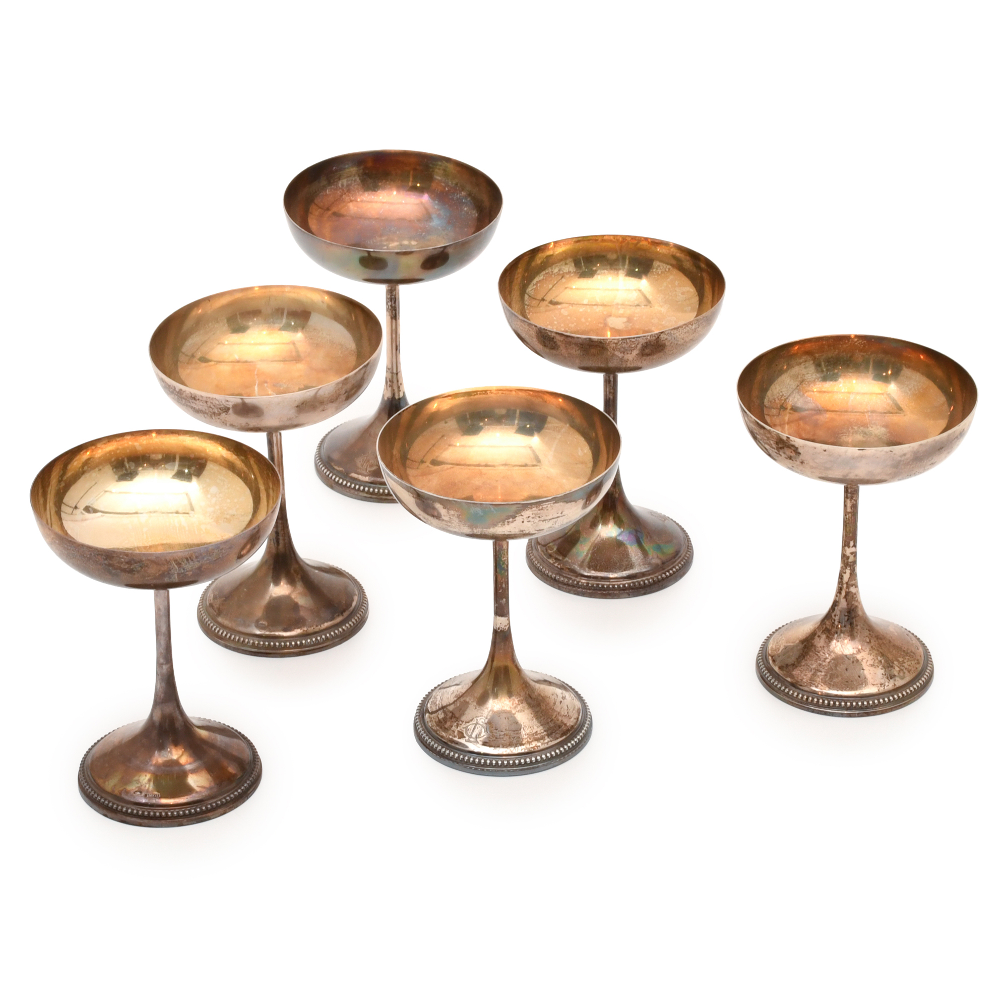 Set of six cava glasses.