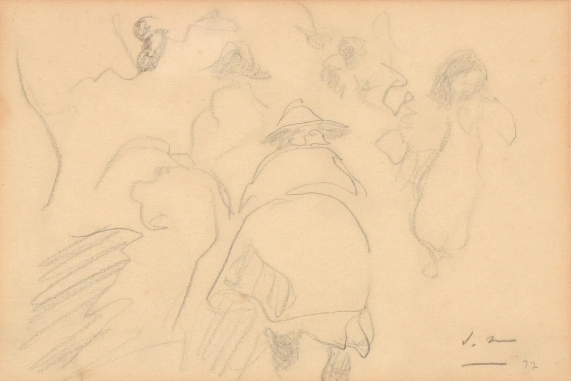 JOAQUIM MIR I TRINXET (1873-1940). Figures sketch.
