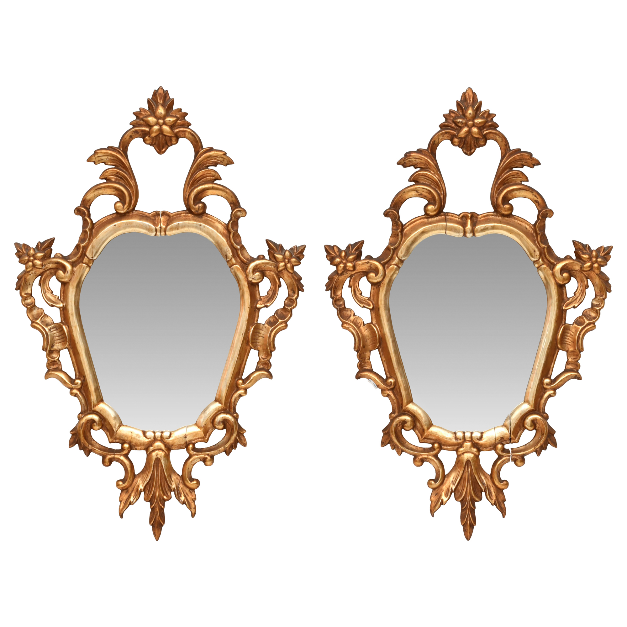 Pair of Spanish ornamental mirrors, mid 20th century.
