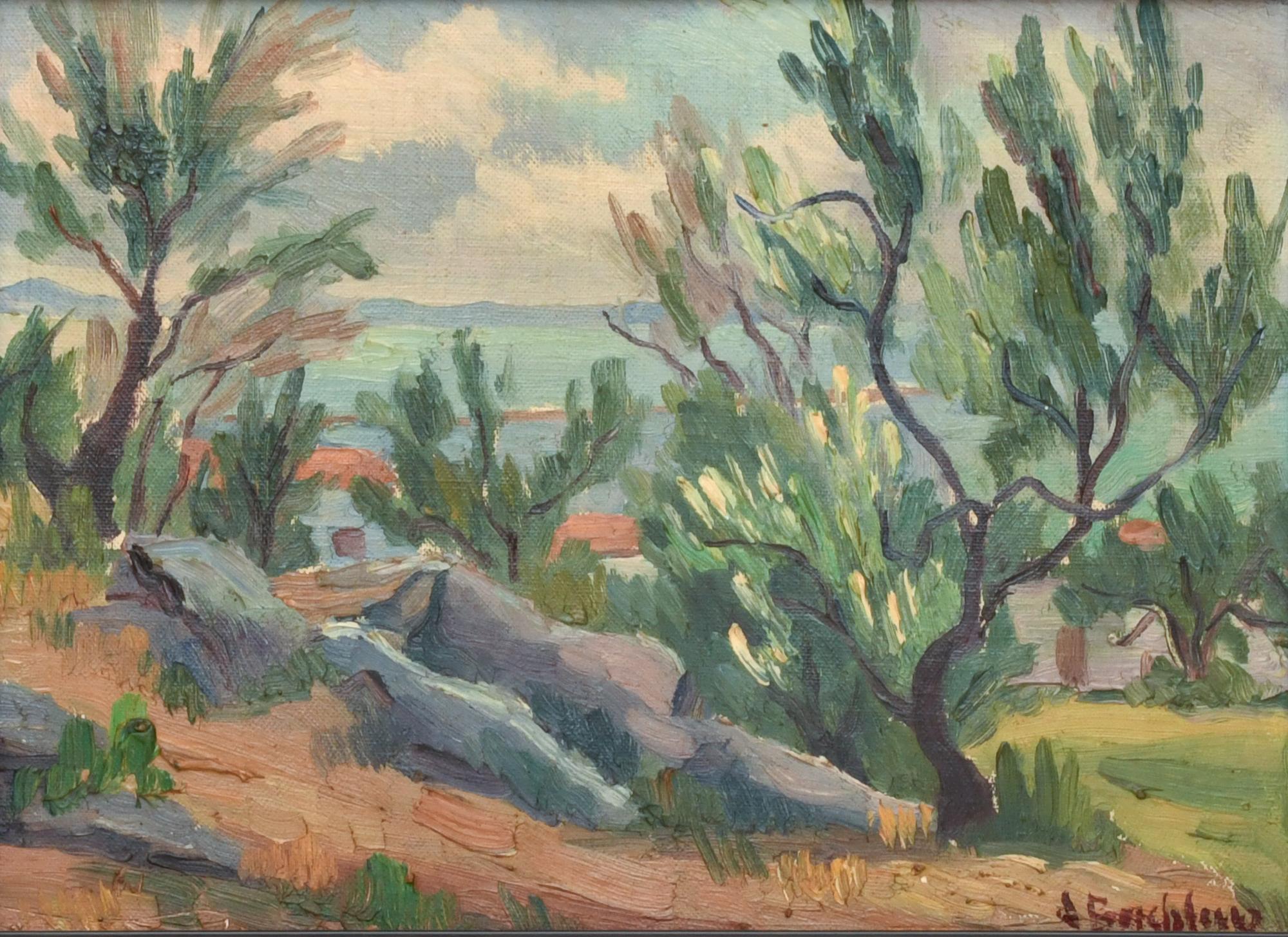 ESCUELA ESPAÑOLA, SIGLO XX. "Paisaje costa".